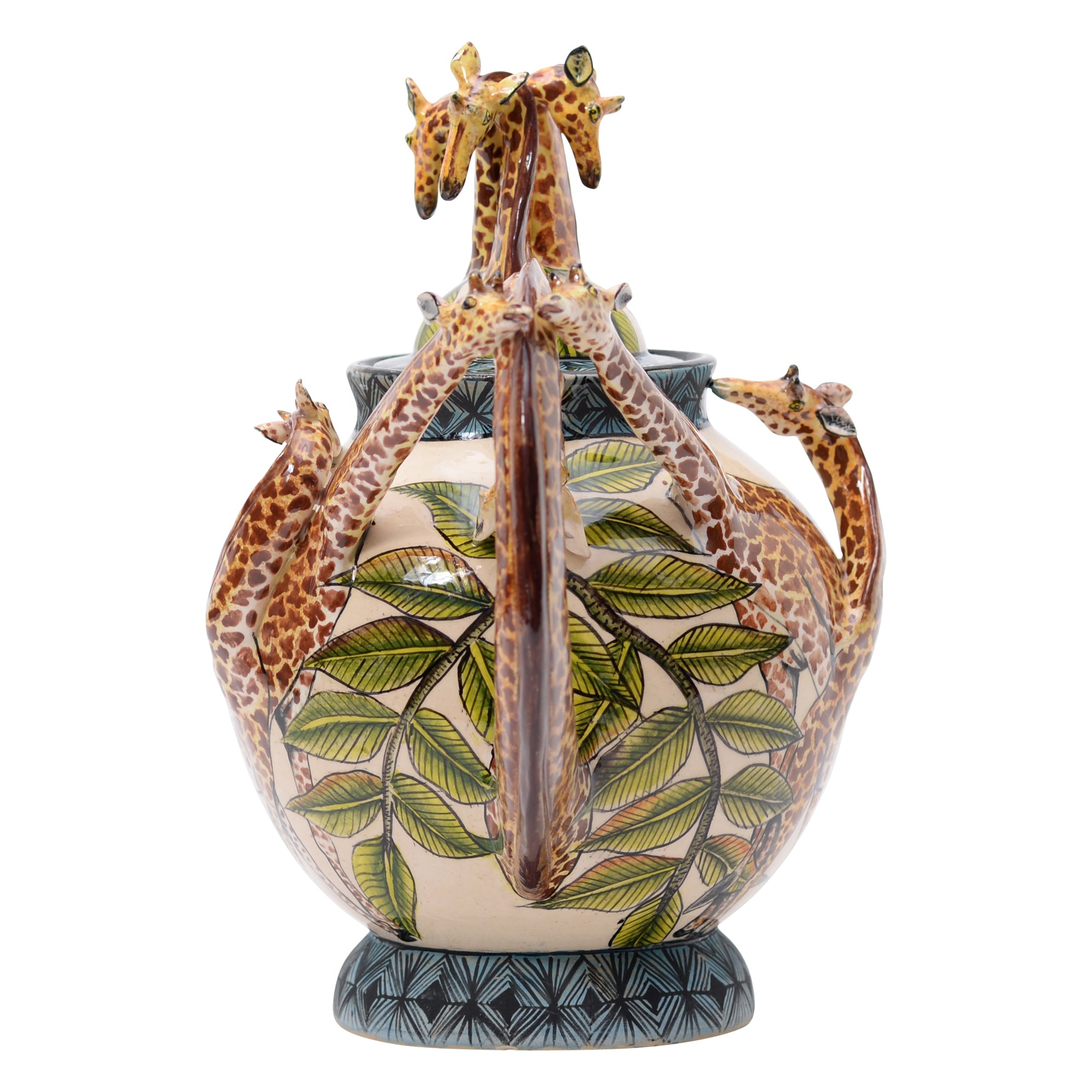 Giraffe & palm leaves teapot