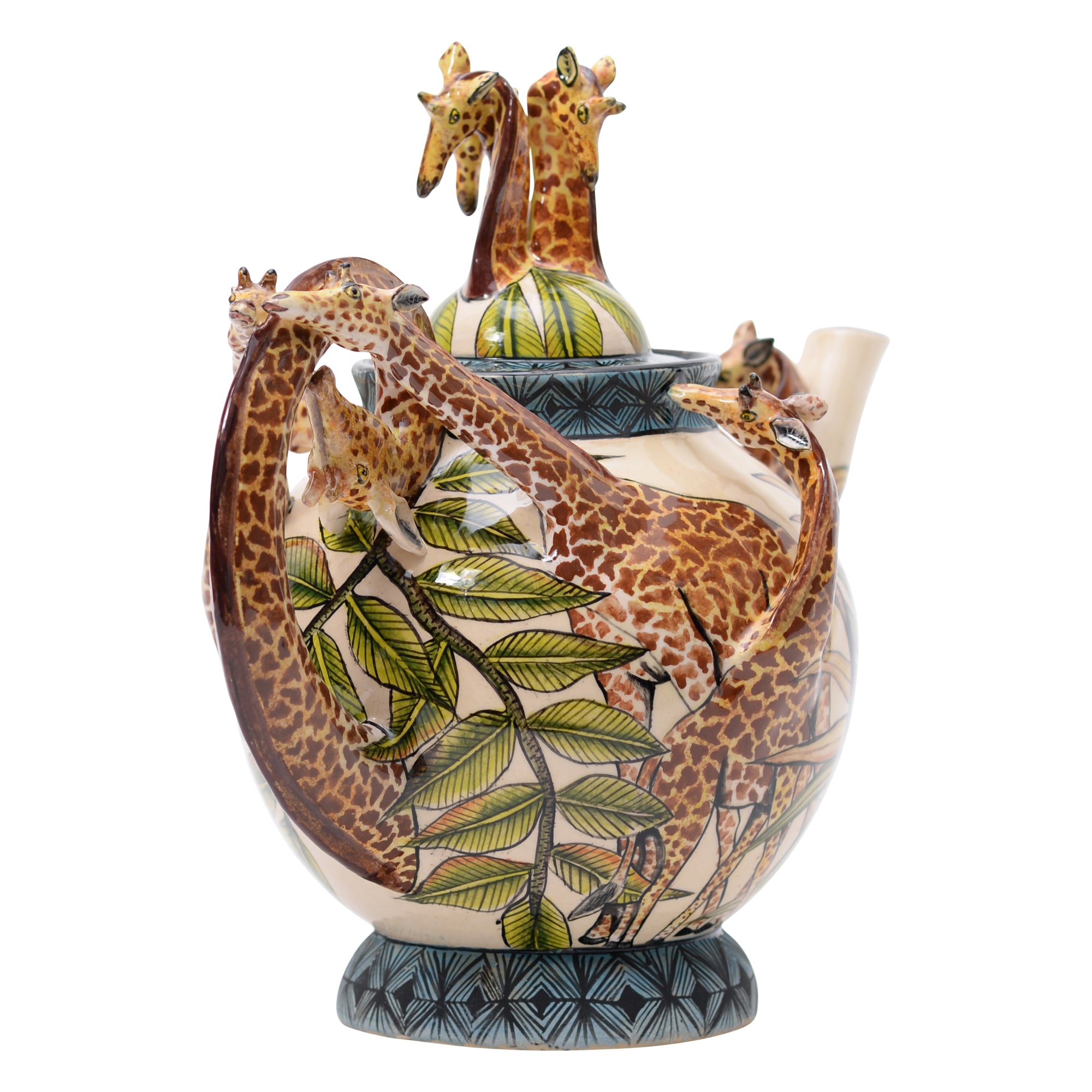 Giraffe & palm leaves teapot