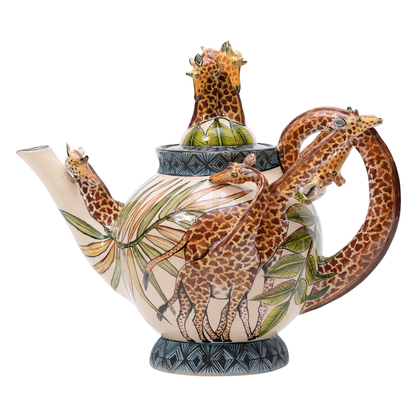 Giraffe & palm leaves teapot