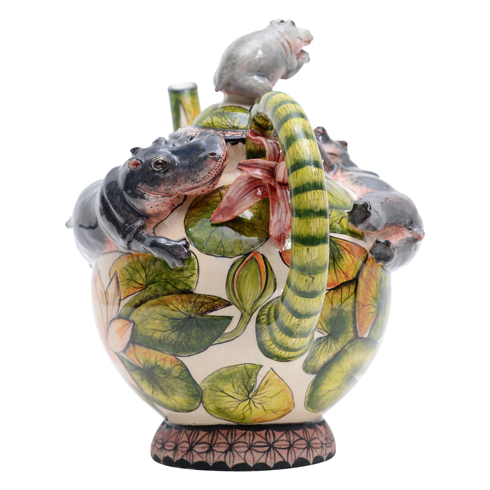 Hippo & lily pad flower teapot