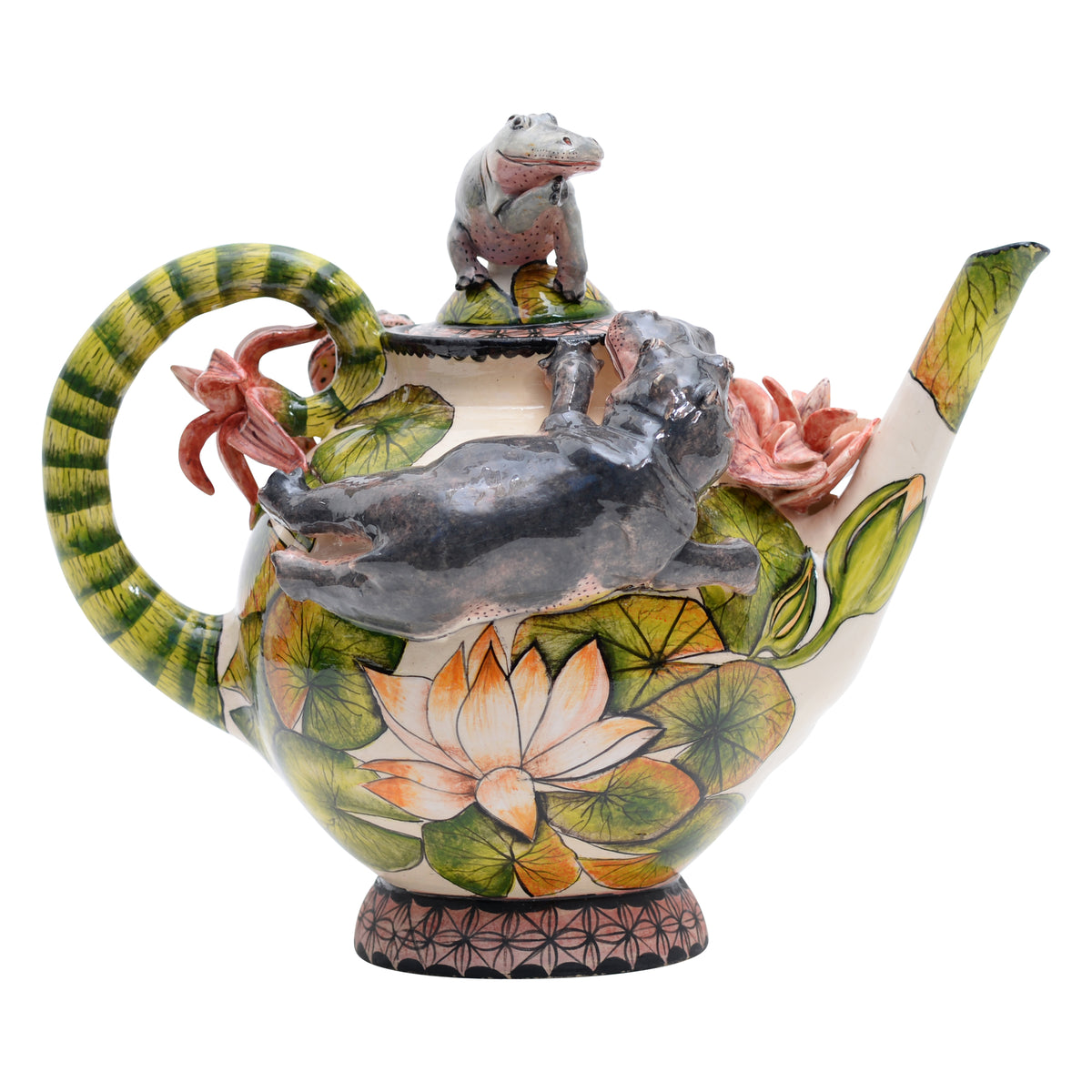 Hippo & lily pad flower teapot