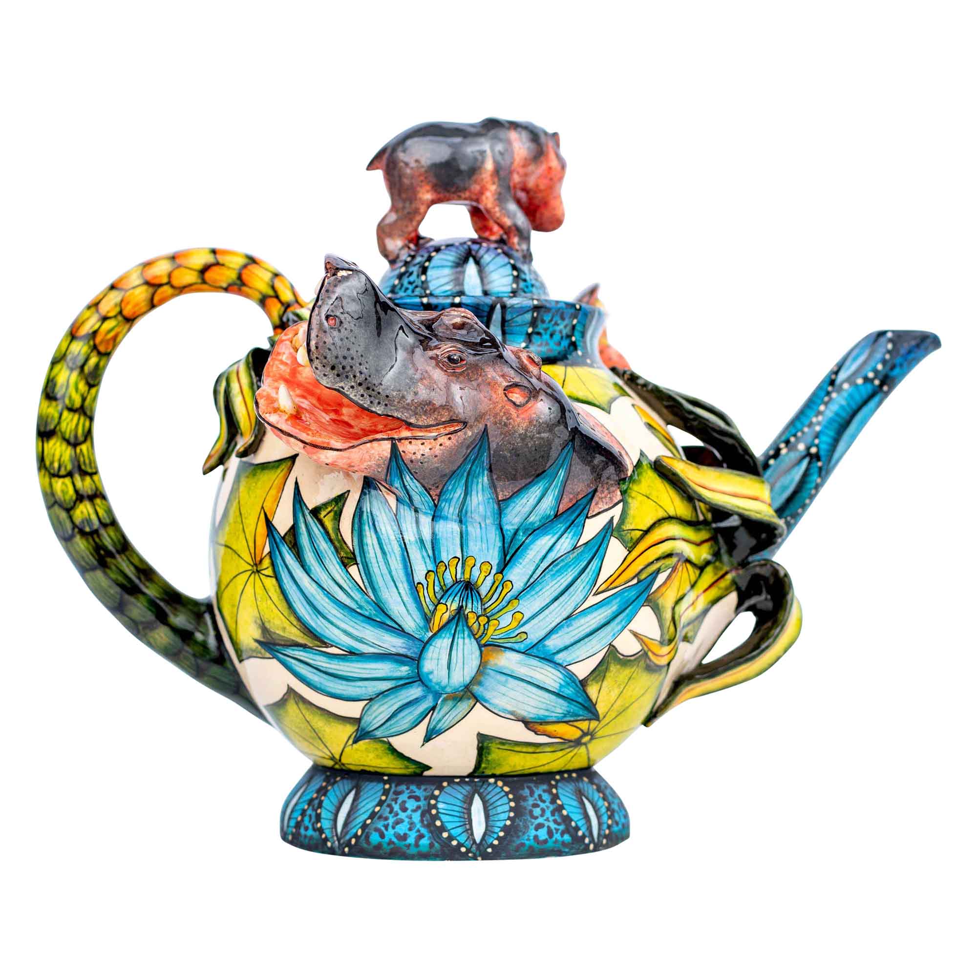 Hippo & water lily flower teapot
