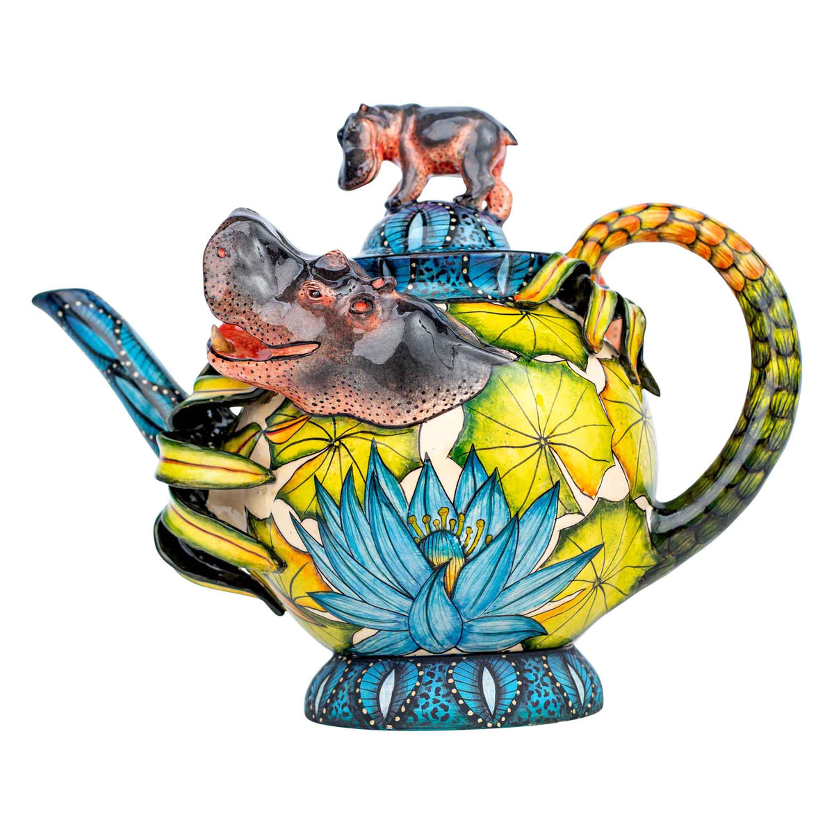 Hippo & water lily flower teapot