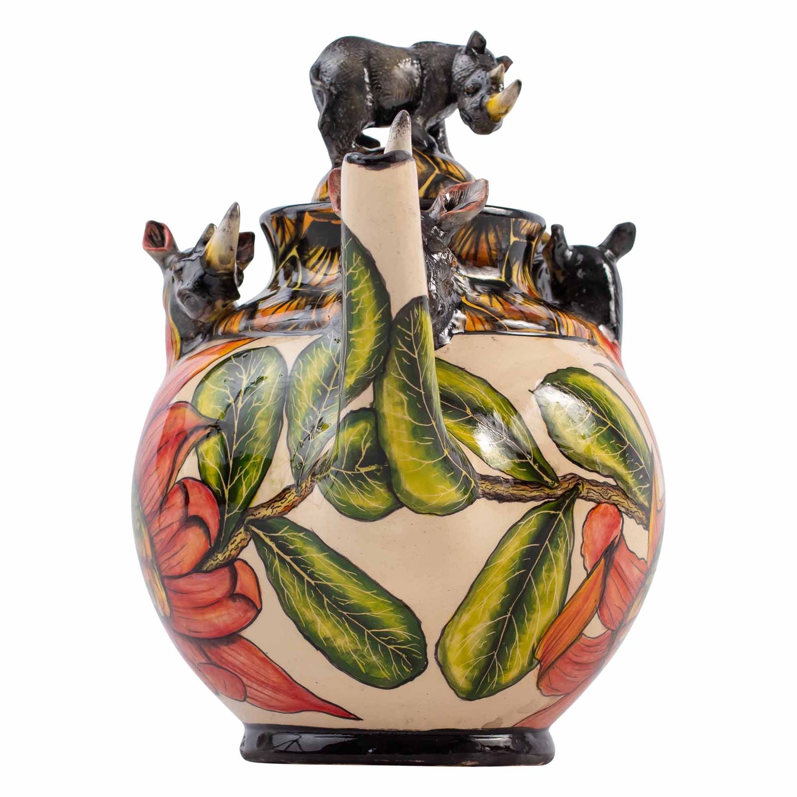 Rhino & waratah flower teapot