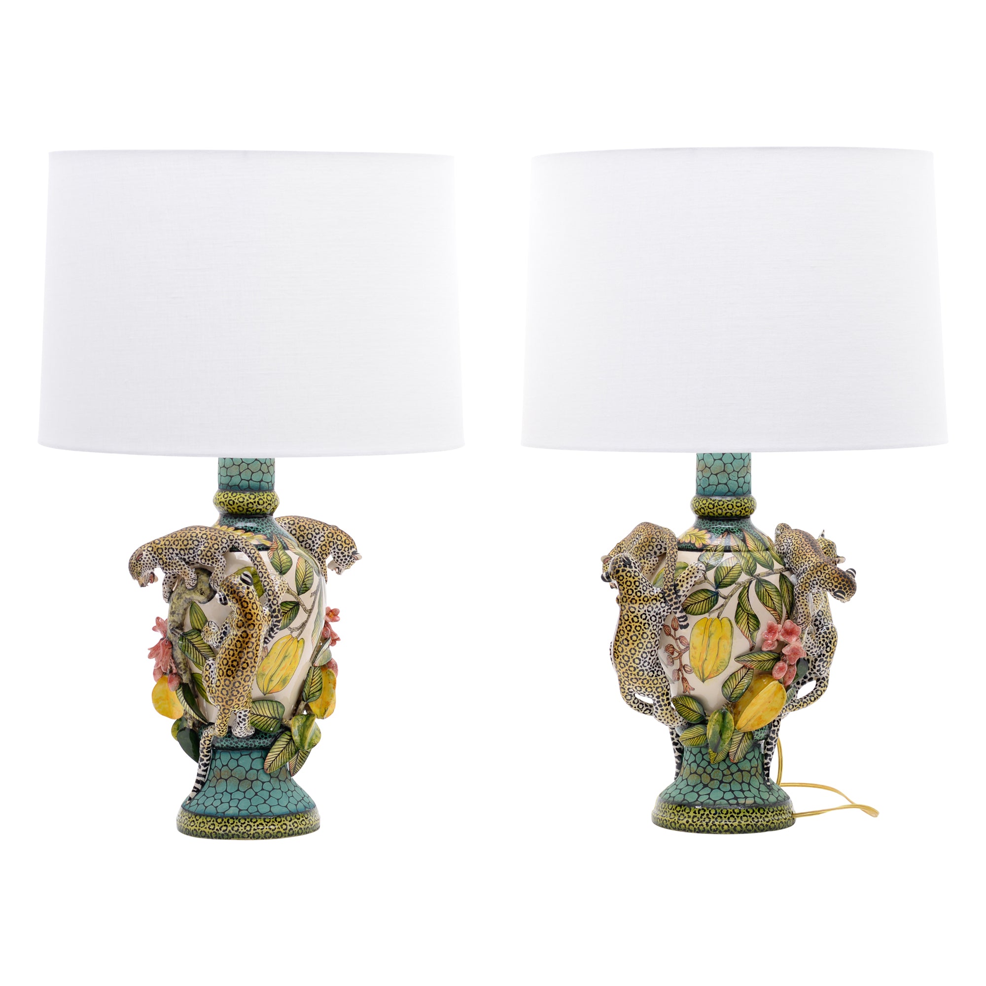 Pair of leopard lamps