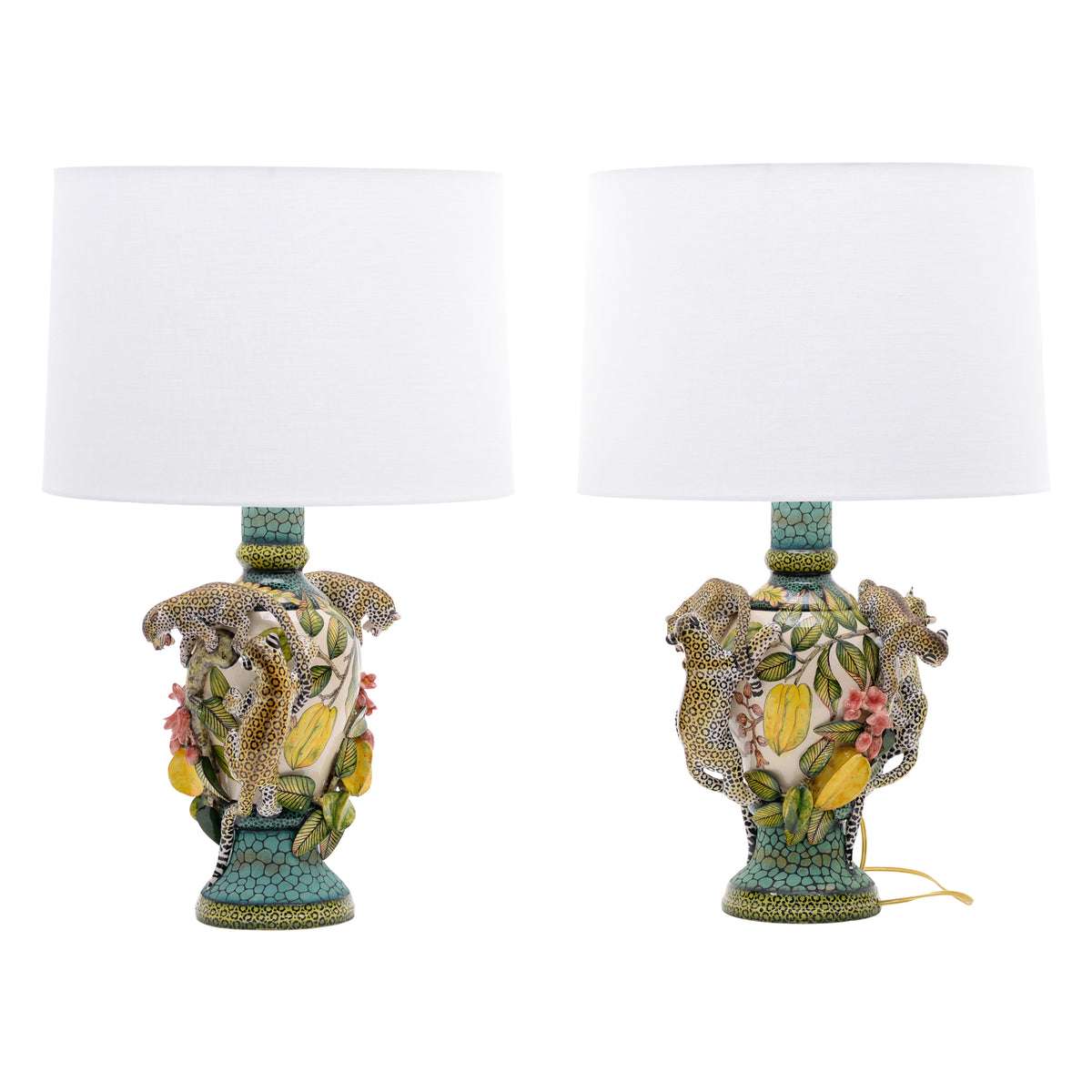 Pair of leopard lamps