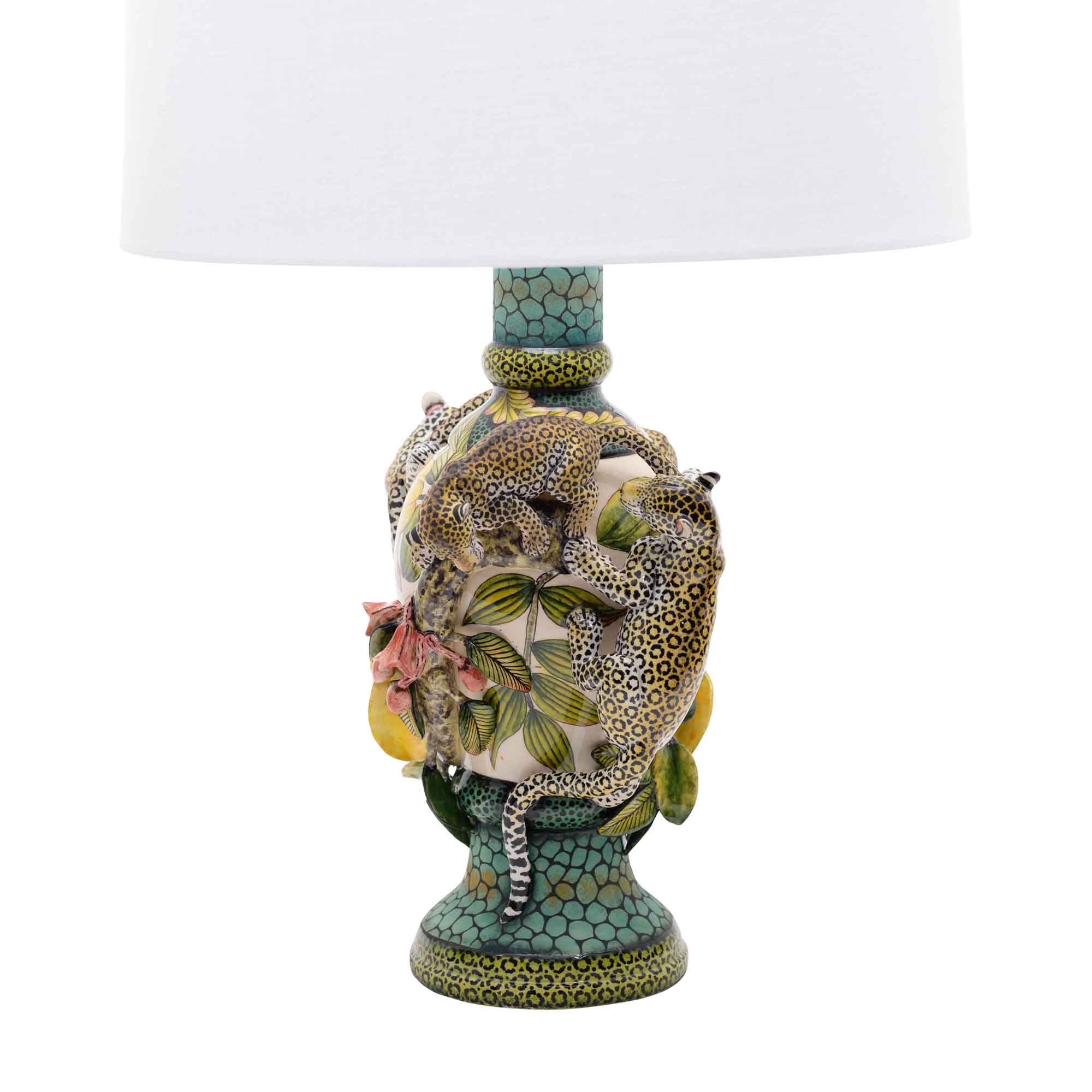 Pair of leopard lamps