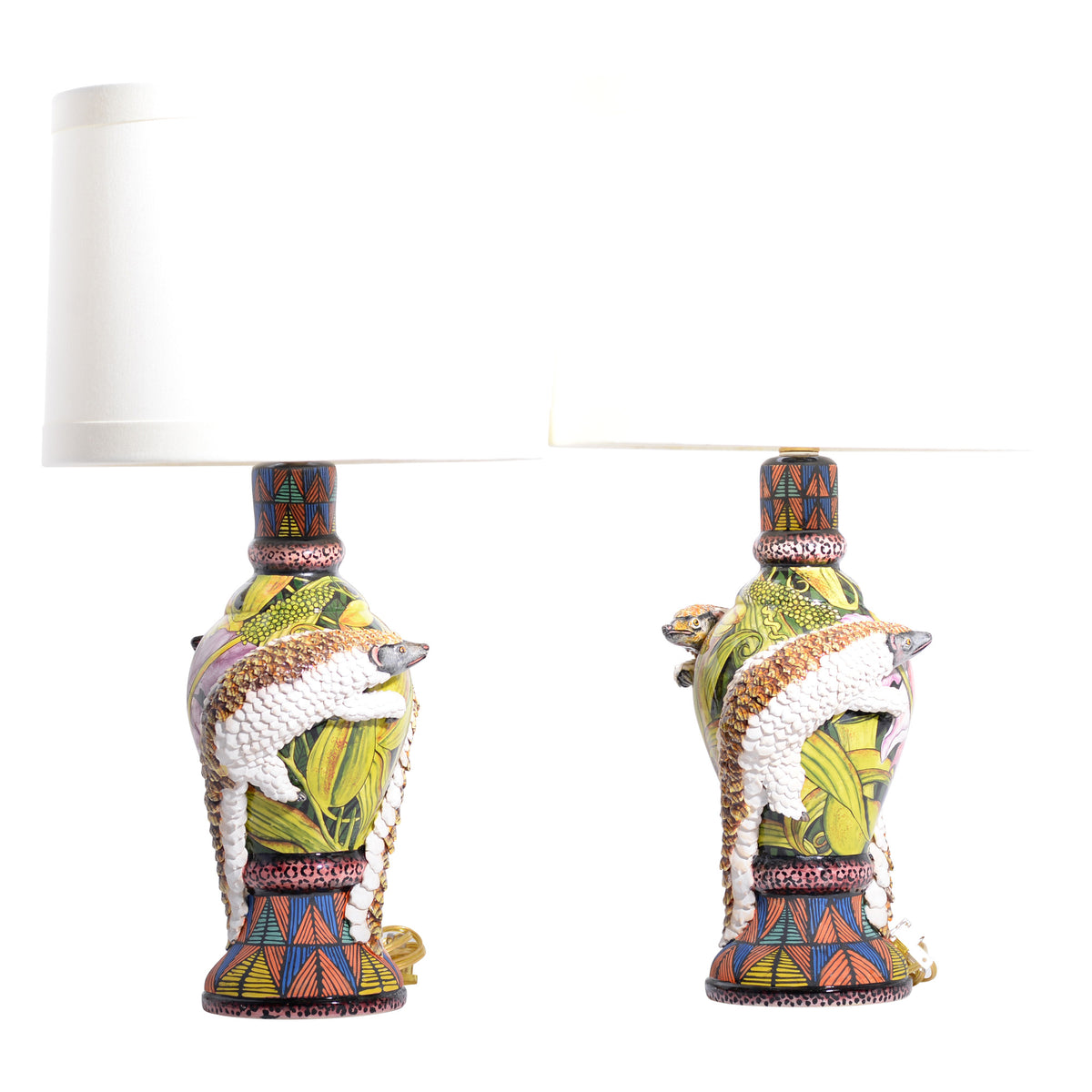 Pair of pangolin lamps
