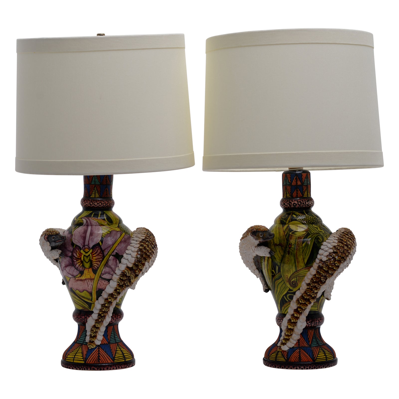Pair of pangolin lamps