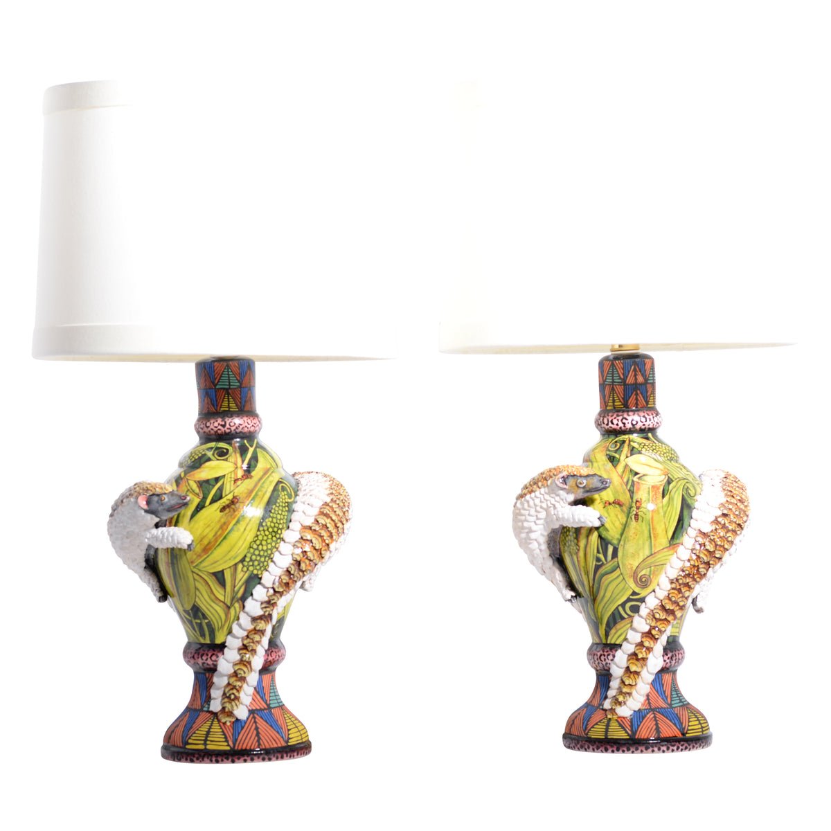 Pair of pangolin lamps