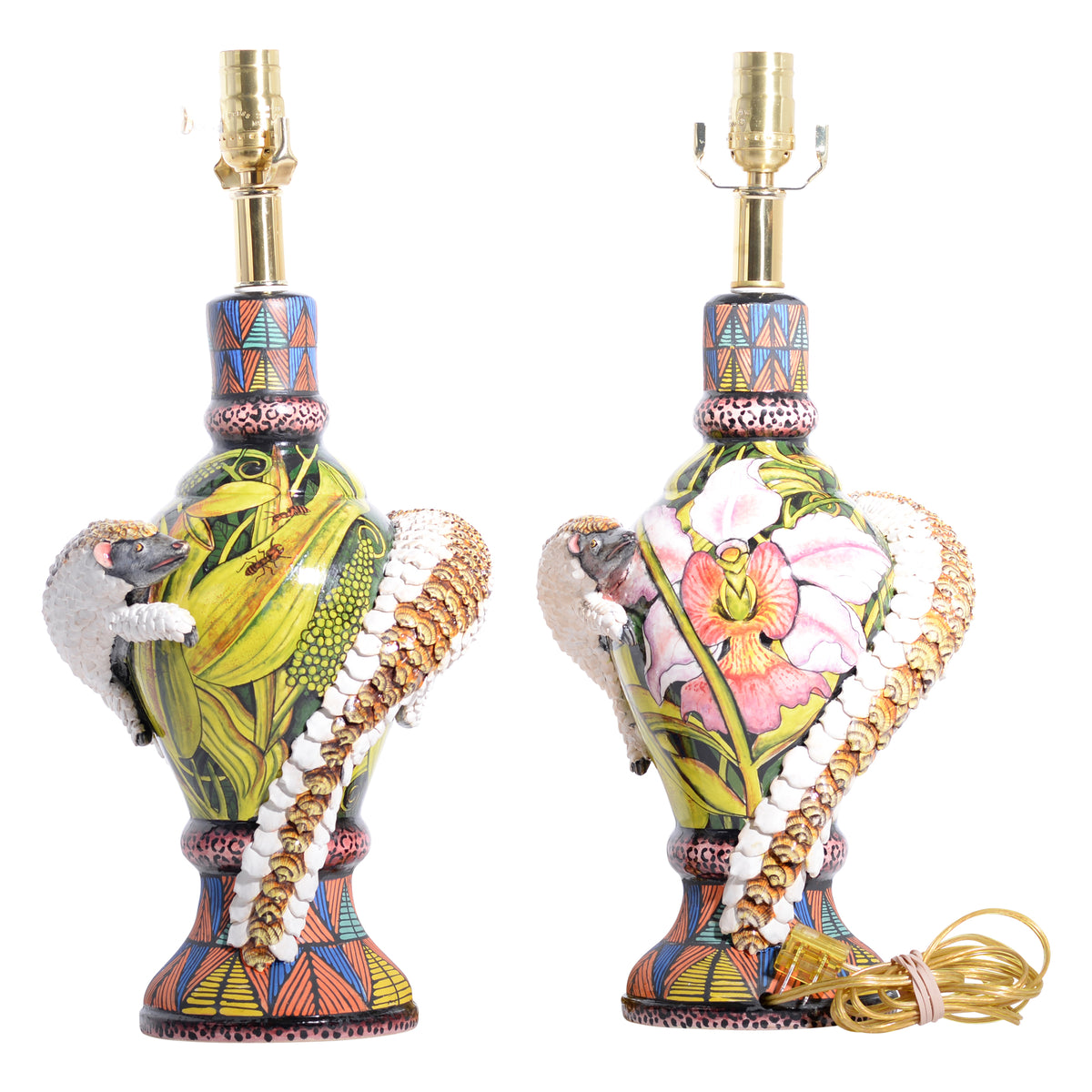 Pair of pangolin lamps