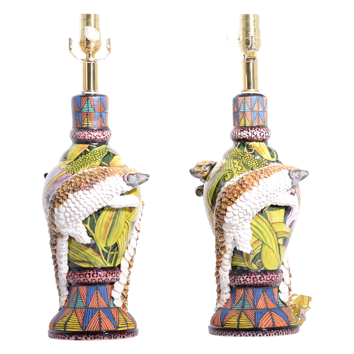 Pair of pangolin lamps