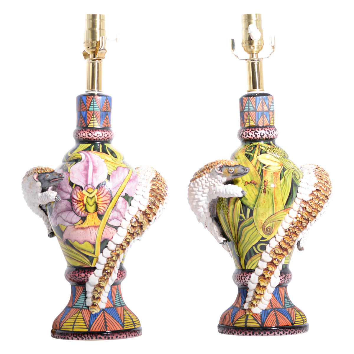 Pair of pangolin lamps