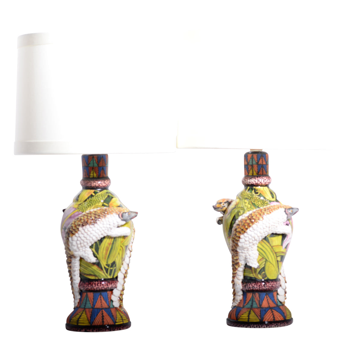 Pair of pangolin lamps