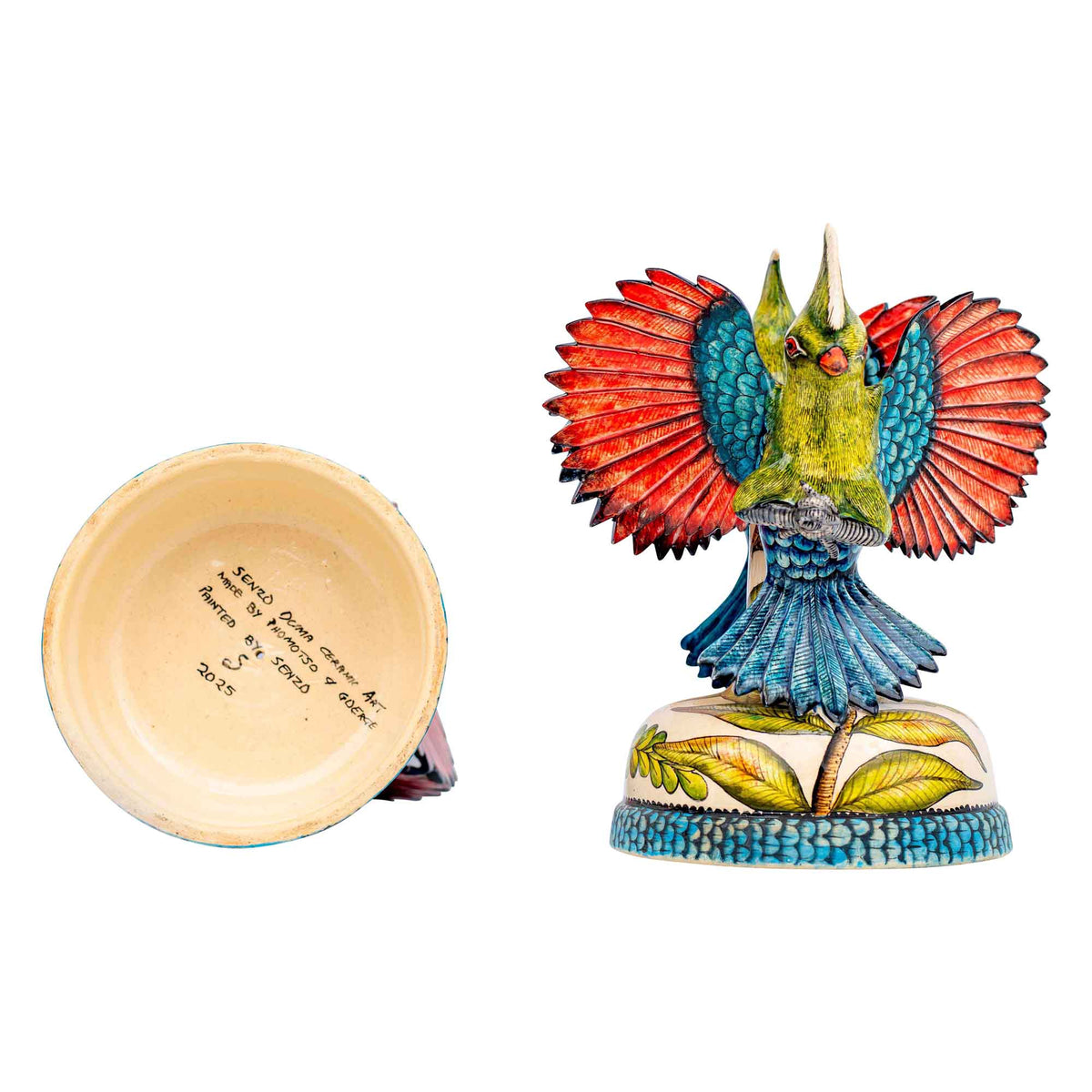 Pair of turaco candleholders
