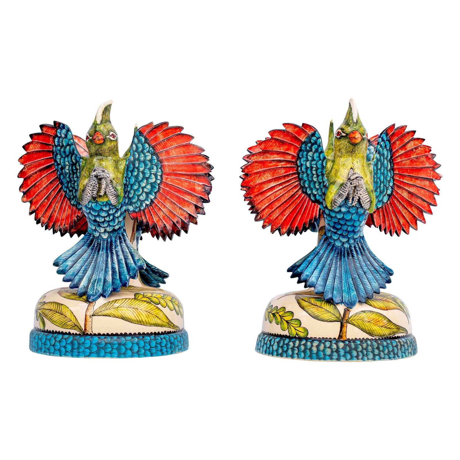 Pair of turaco candleholders