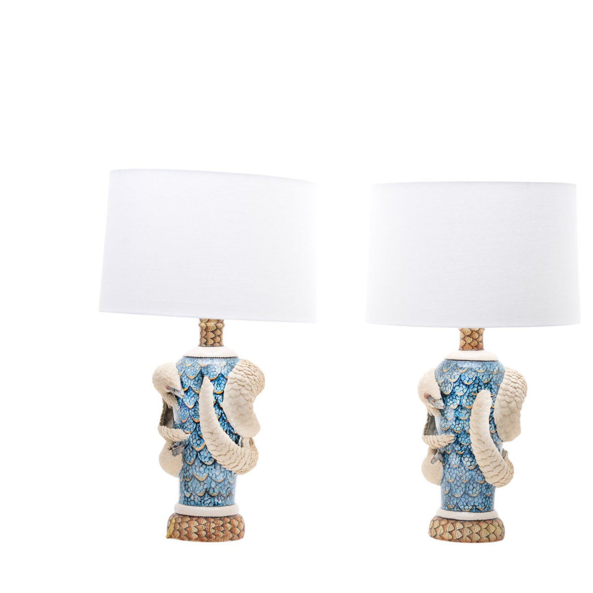 Pair of pangolin lamps
