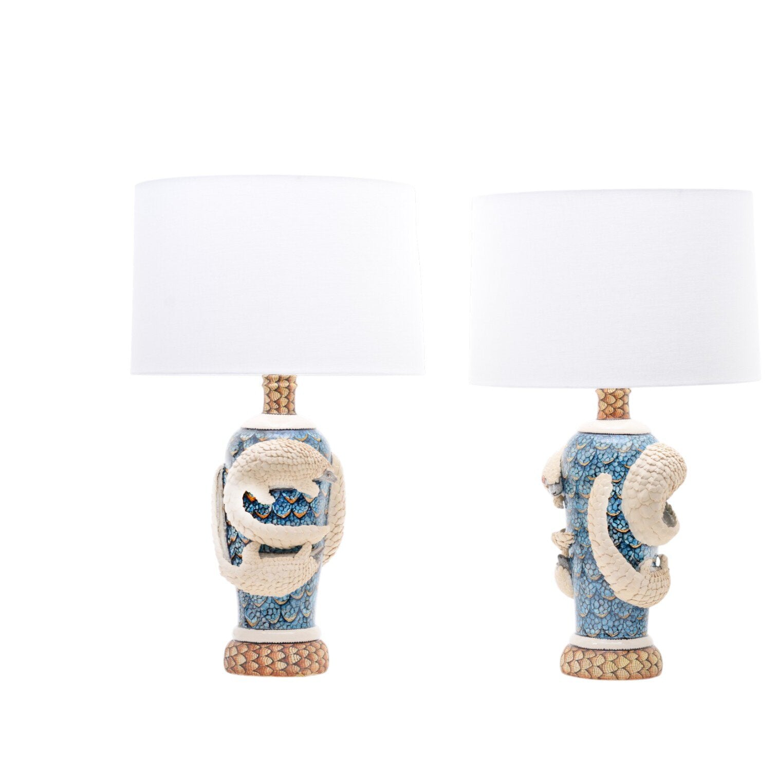 Pair of pangolin lamps