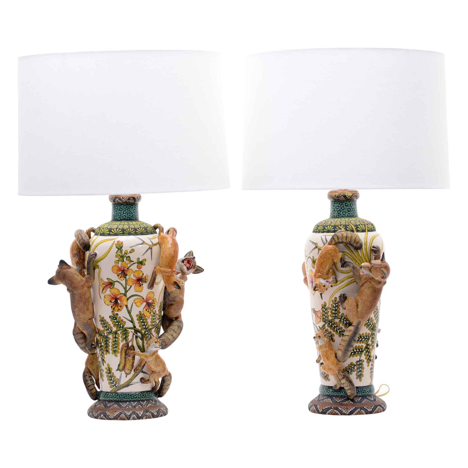 Pair of fox lamps
