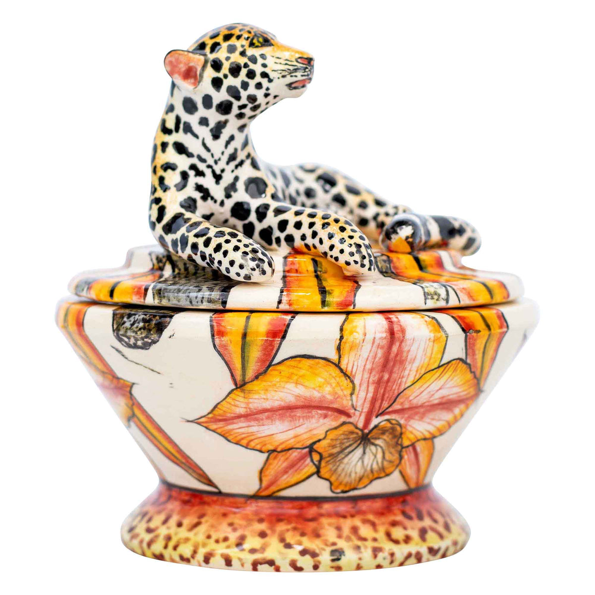 Leopard & orchid jewelry box
