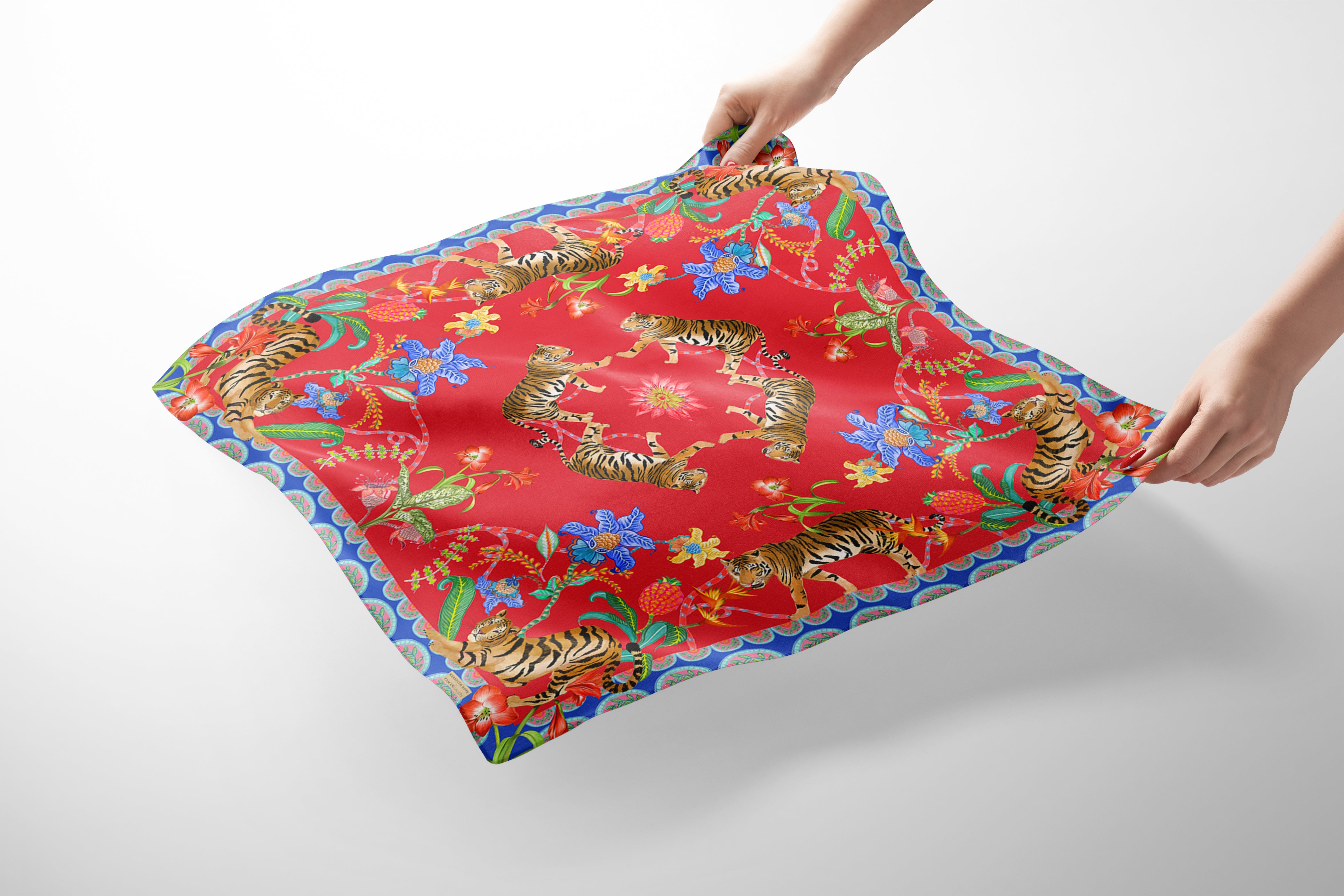 Tiger Pocket Square Red