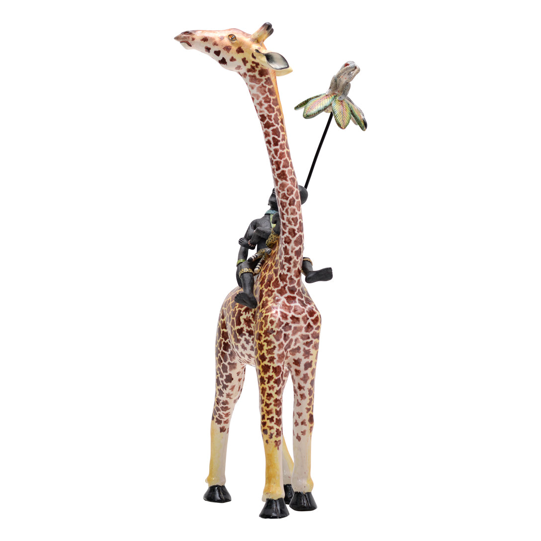 Giraffe rider sculpture