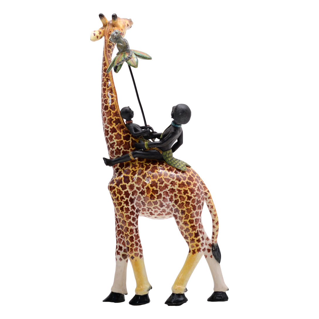 Giraffe rider sculpture