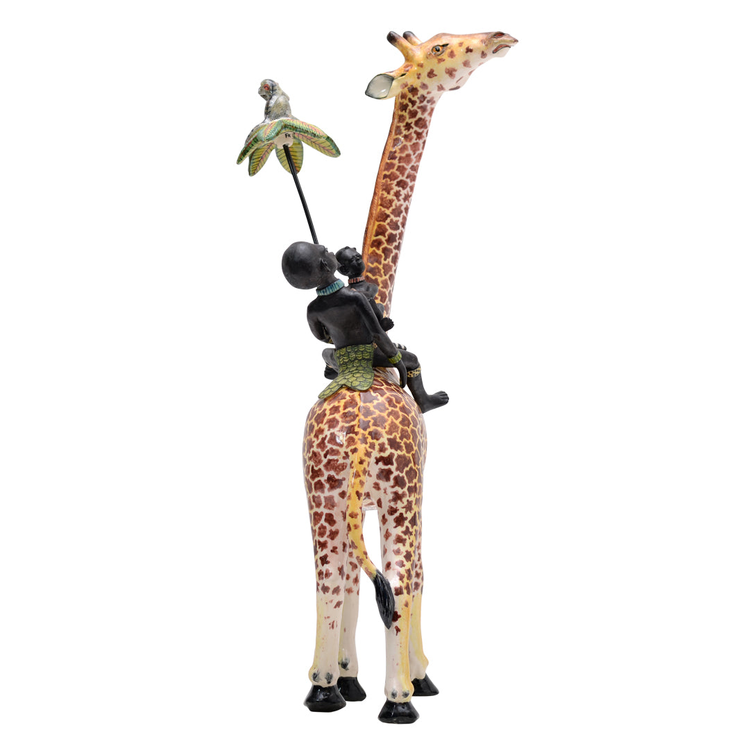 Giraffe rider sculpture