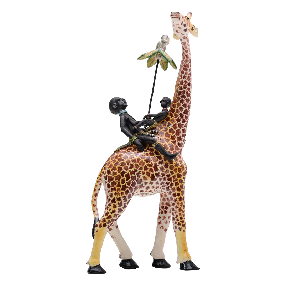 Giraffe rider sculpture