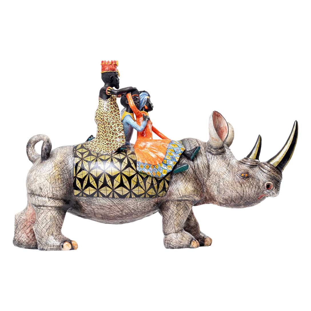 King Senzangakhona & wives traveling on a rhino