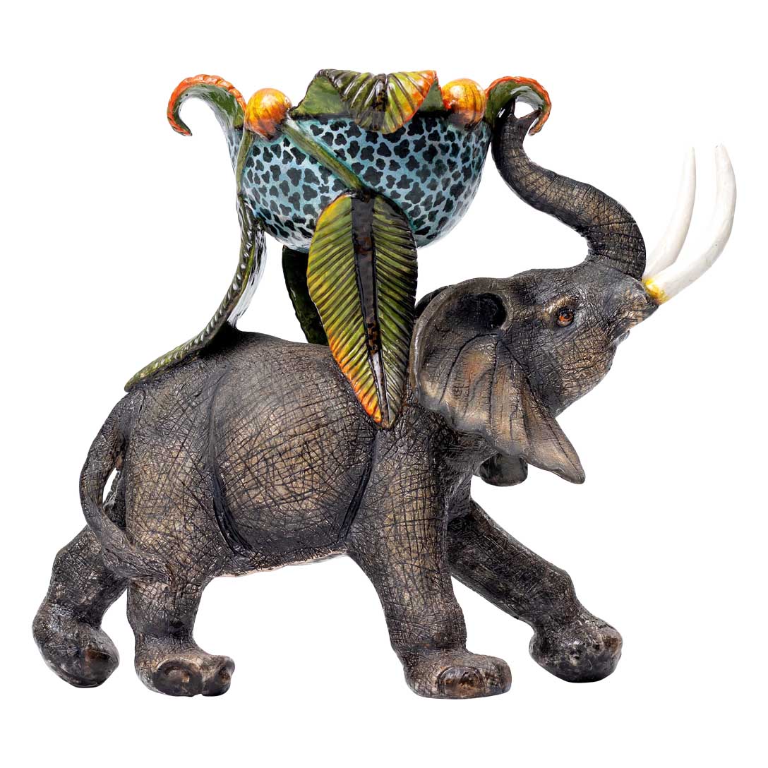 Elephant fruit hunting carrying sweet dish