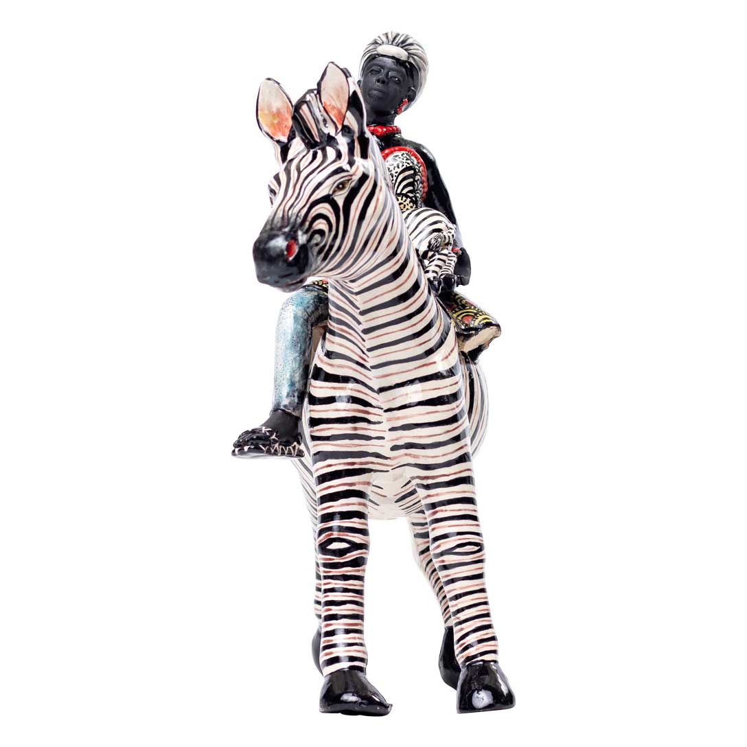 Mkabayi & baby on zebra rider