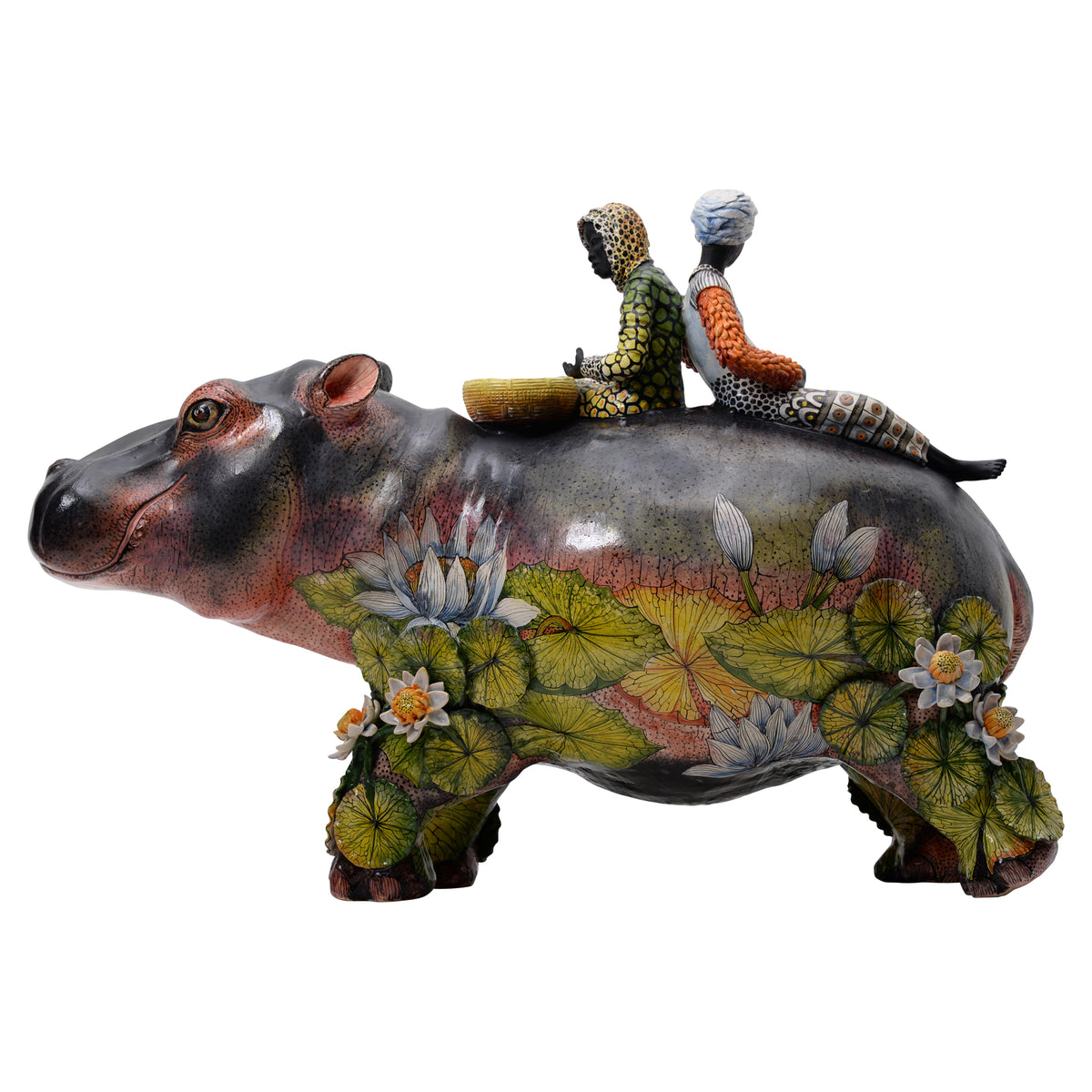 Lilies and Hippo Rider
