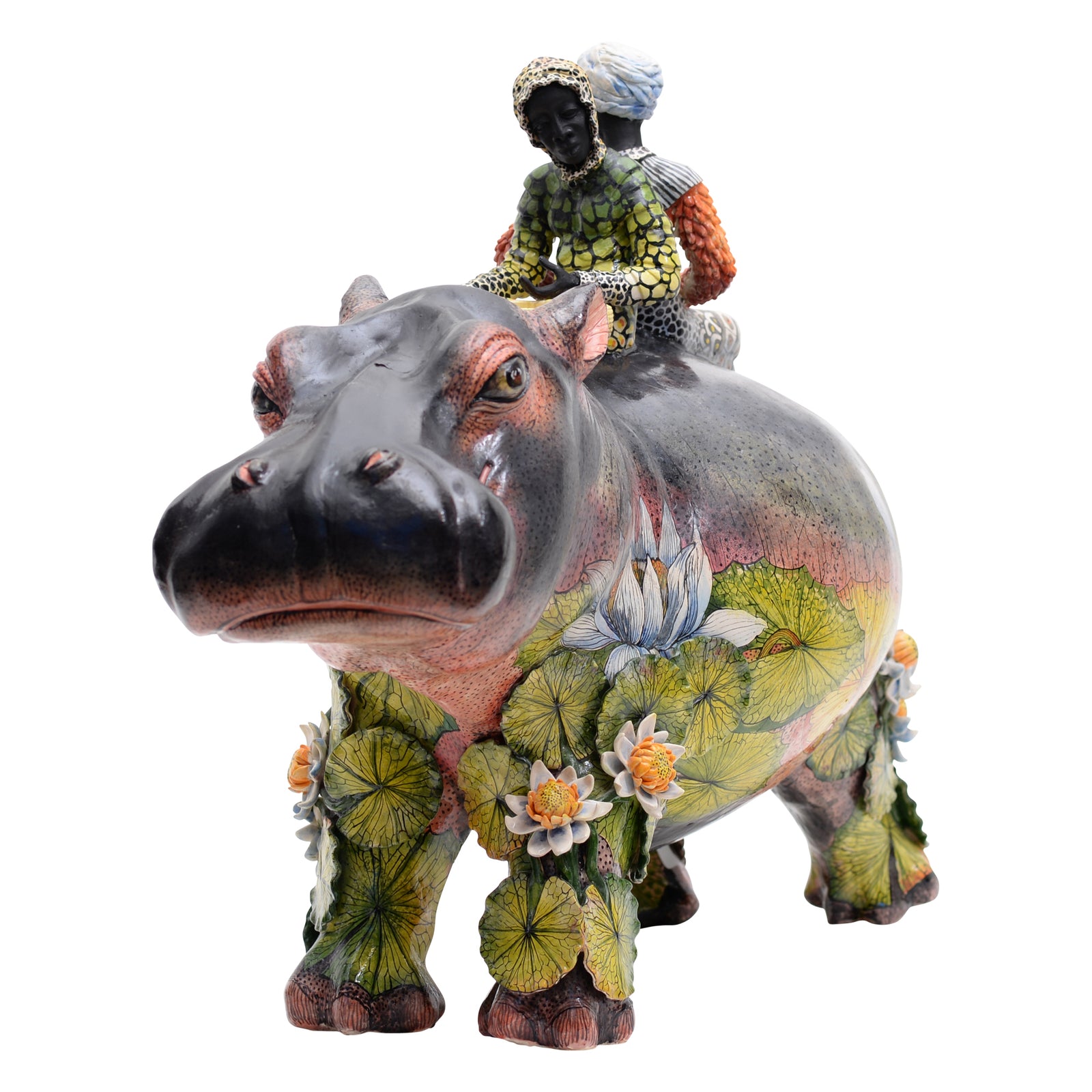 Lilies and Hippo Rider