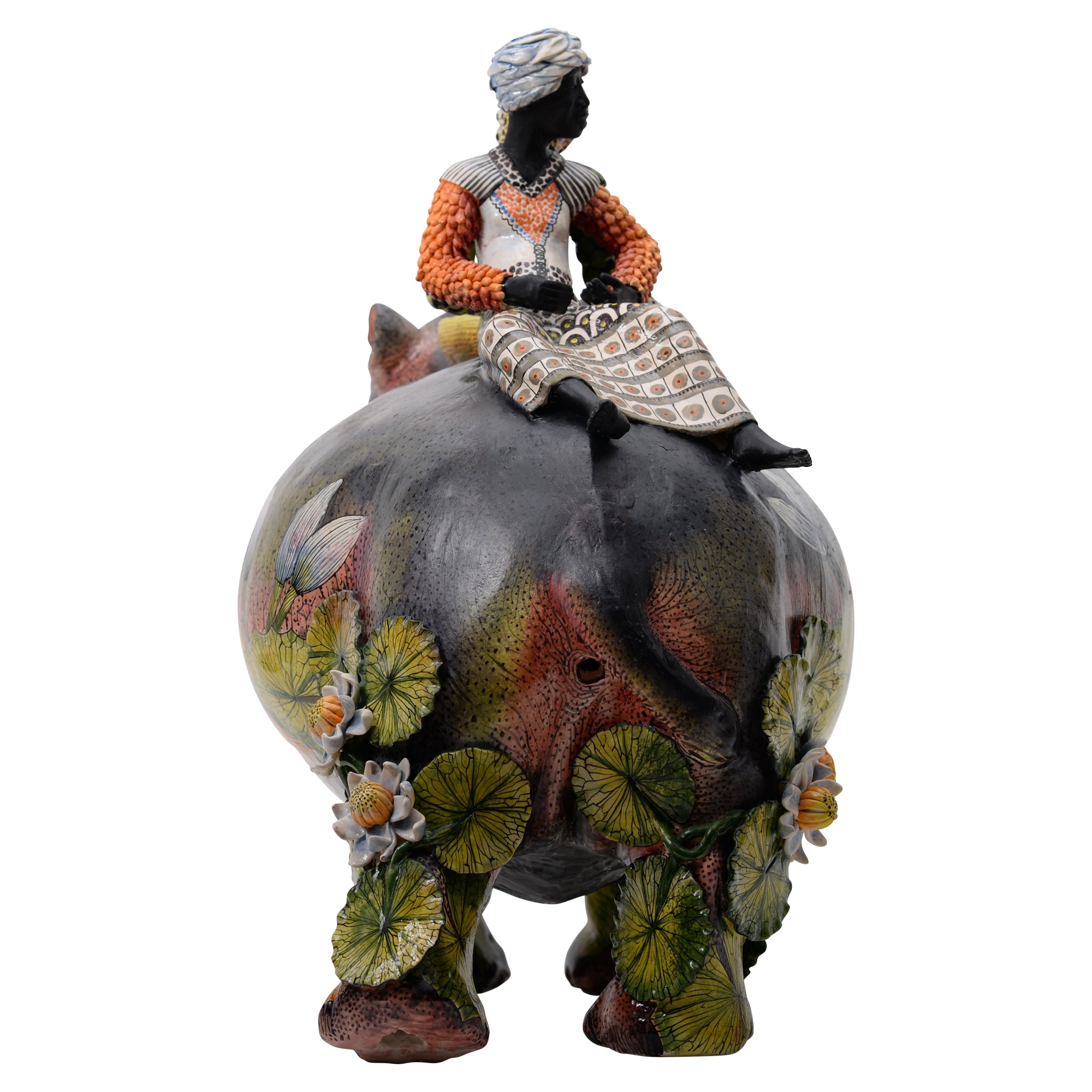 Lilies and Hippo Rider