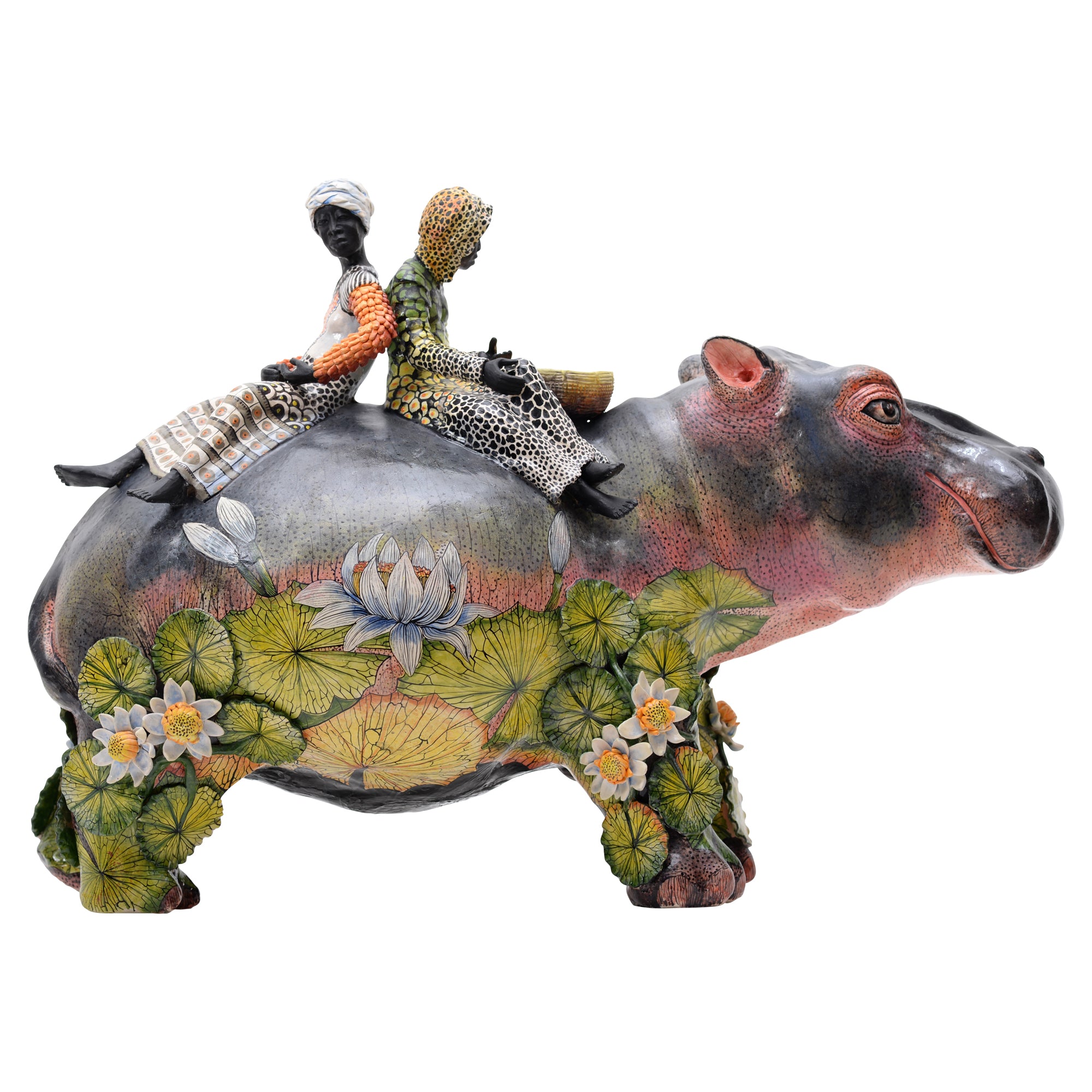 Lilies and Hippo Rider