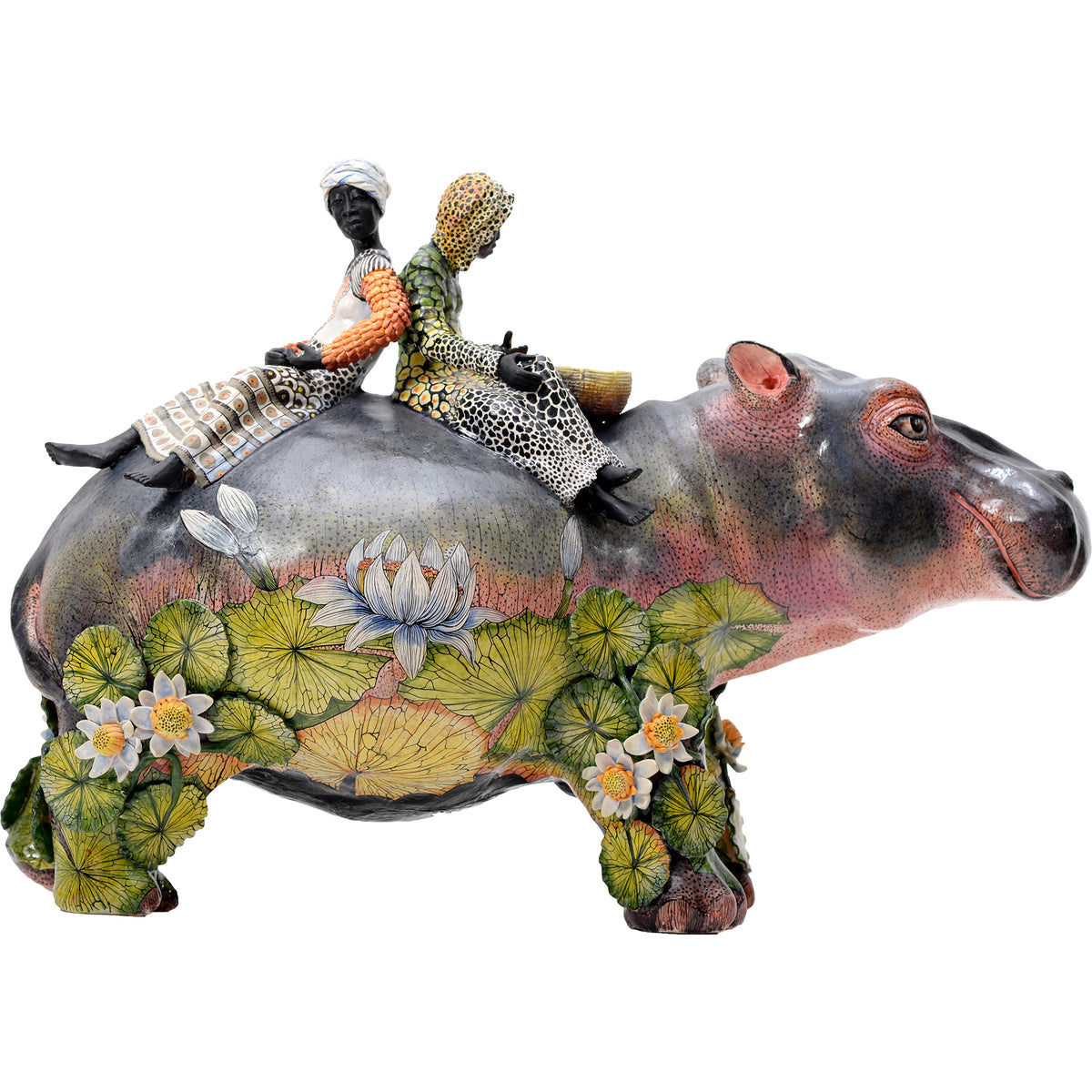 Lilies and Hippo Rider