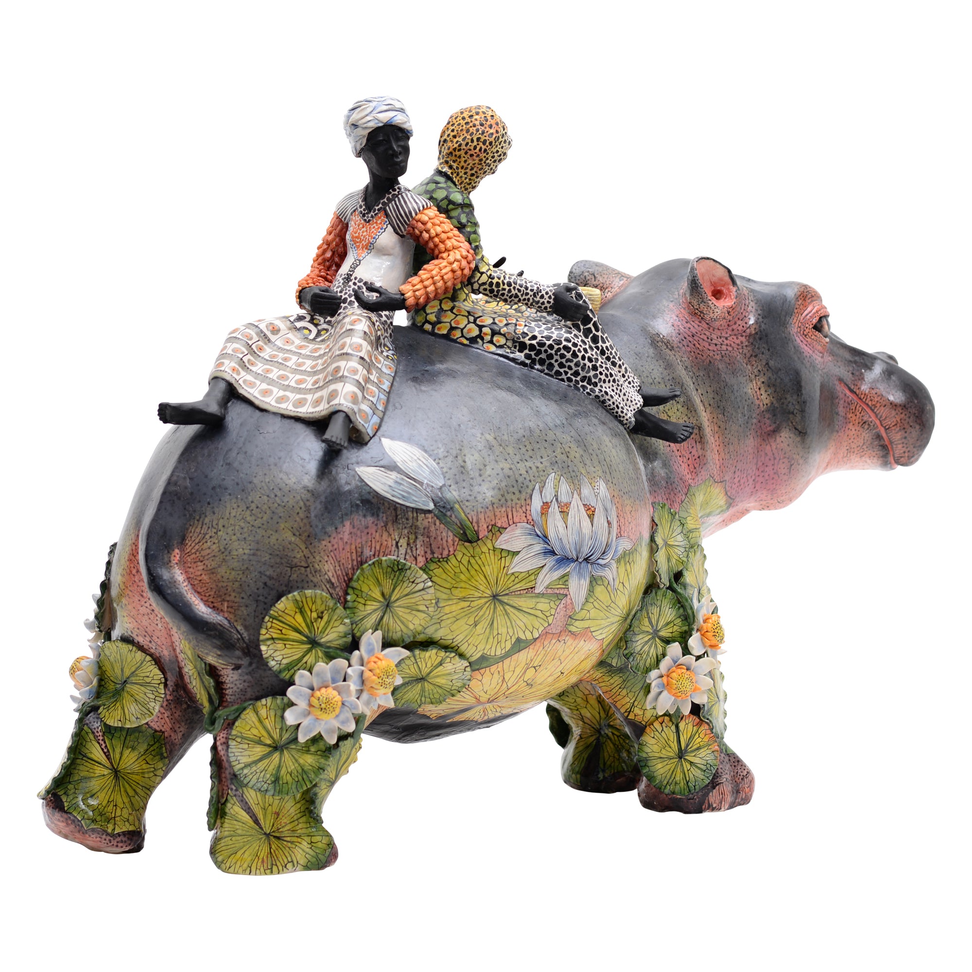 Lilies and Hippo Rider