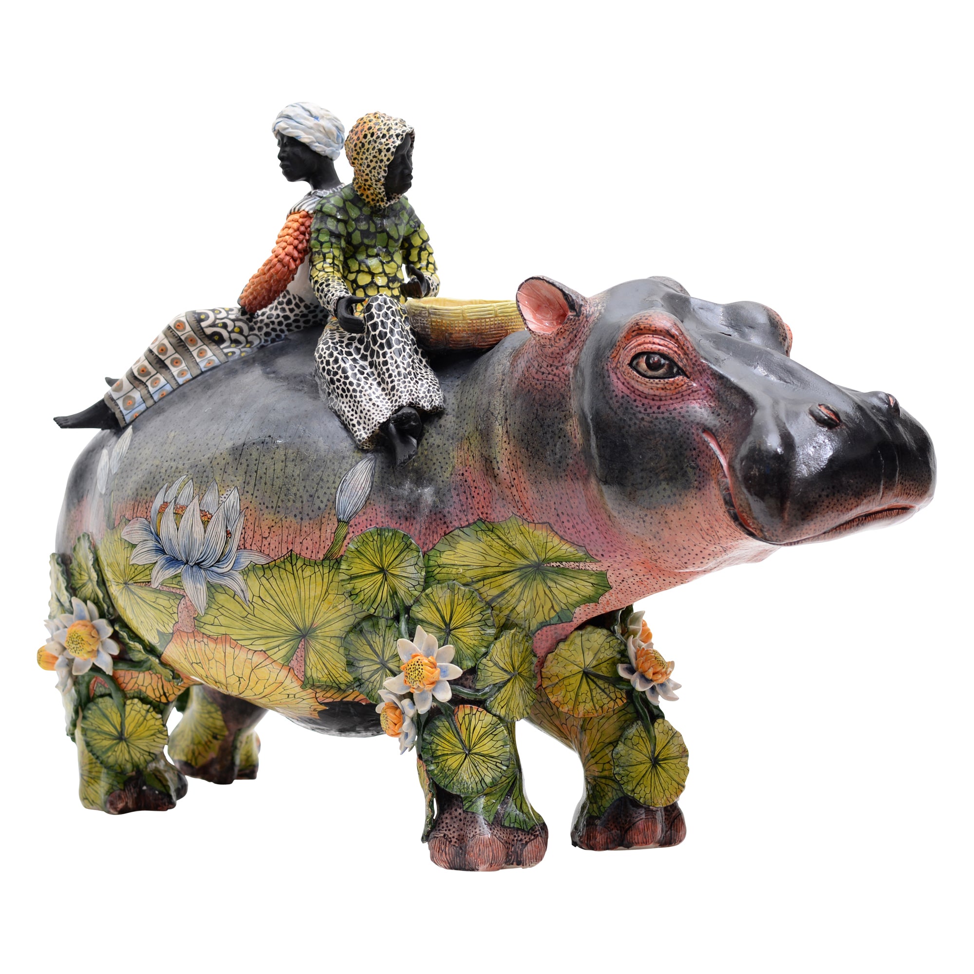 Lilies and Hippo Rider