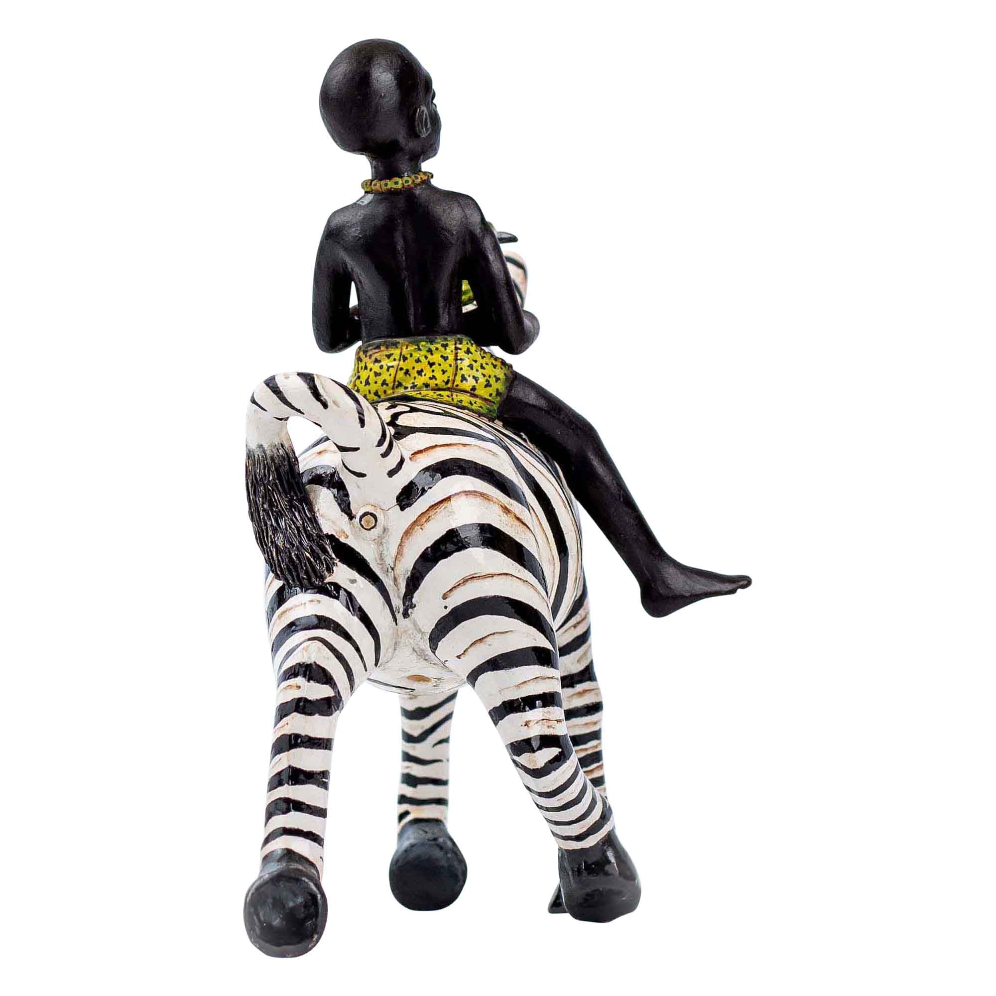 Zebra rider sculpture