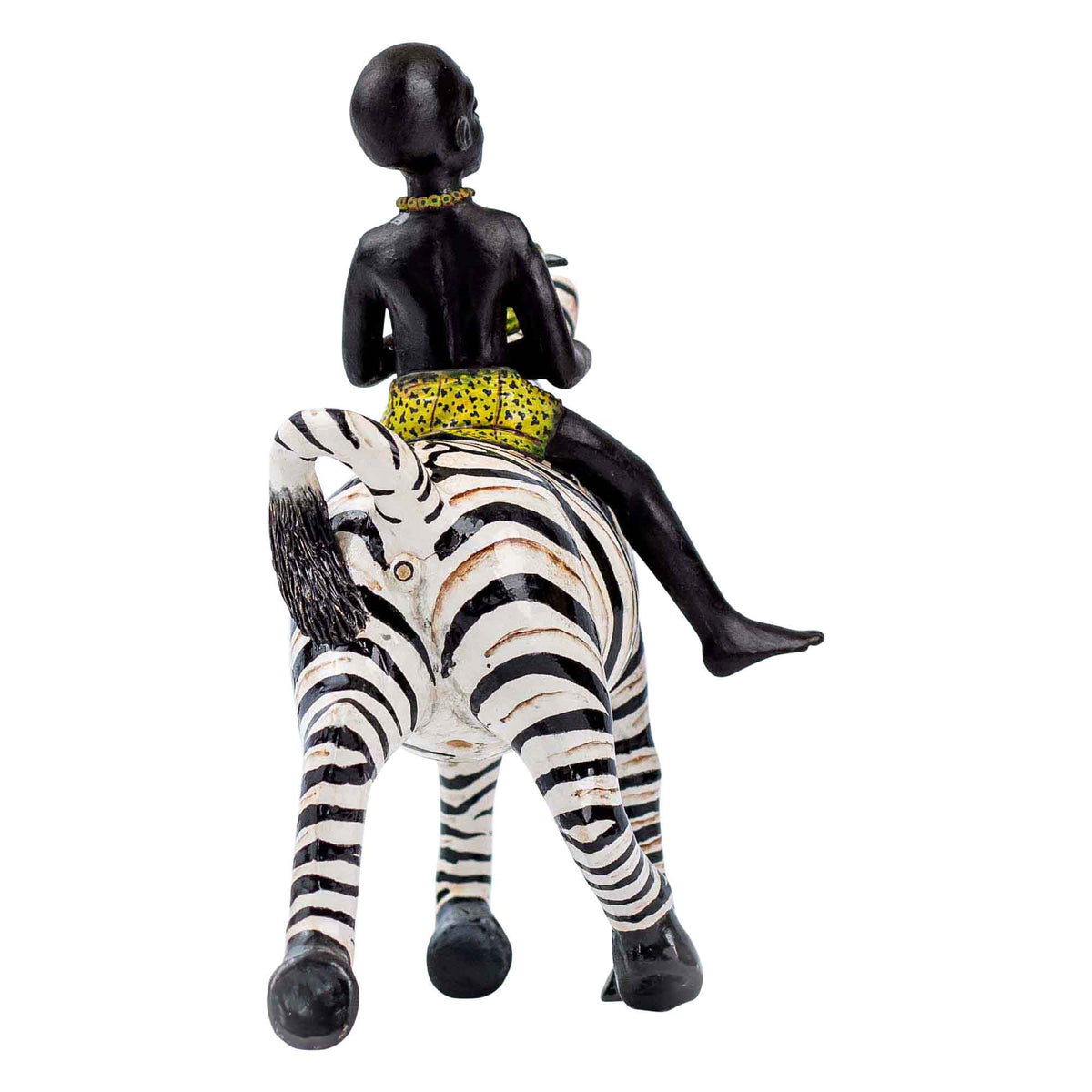 Zebra rider sculpture