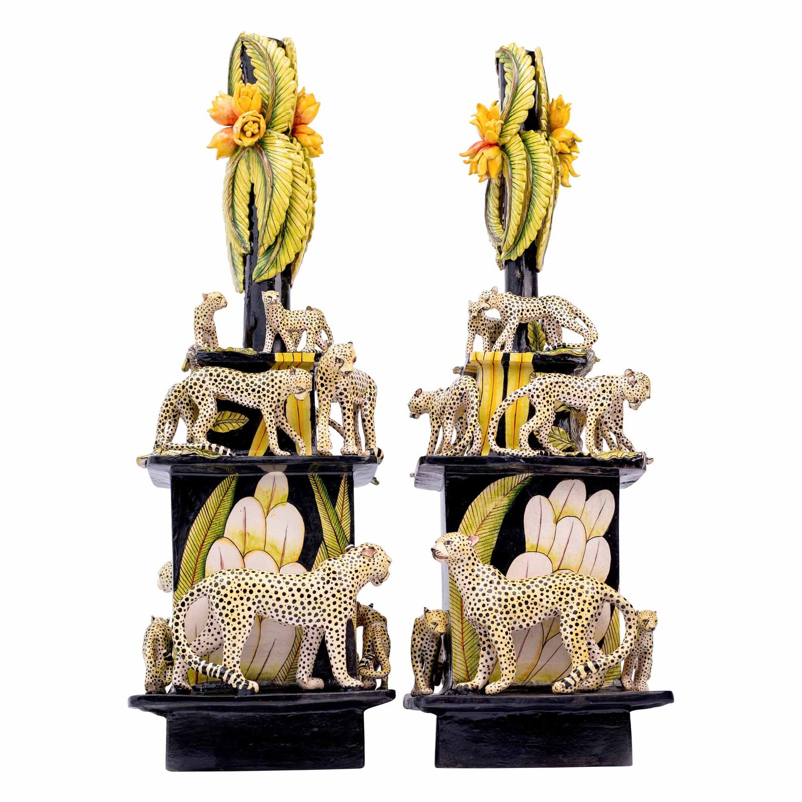 Pair Of Leopard Candlesticks