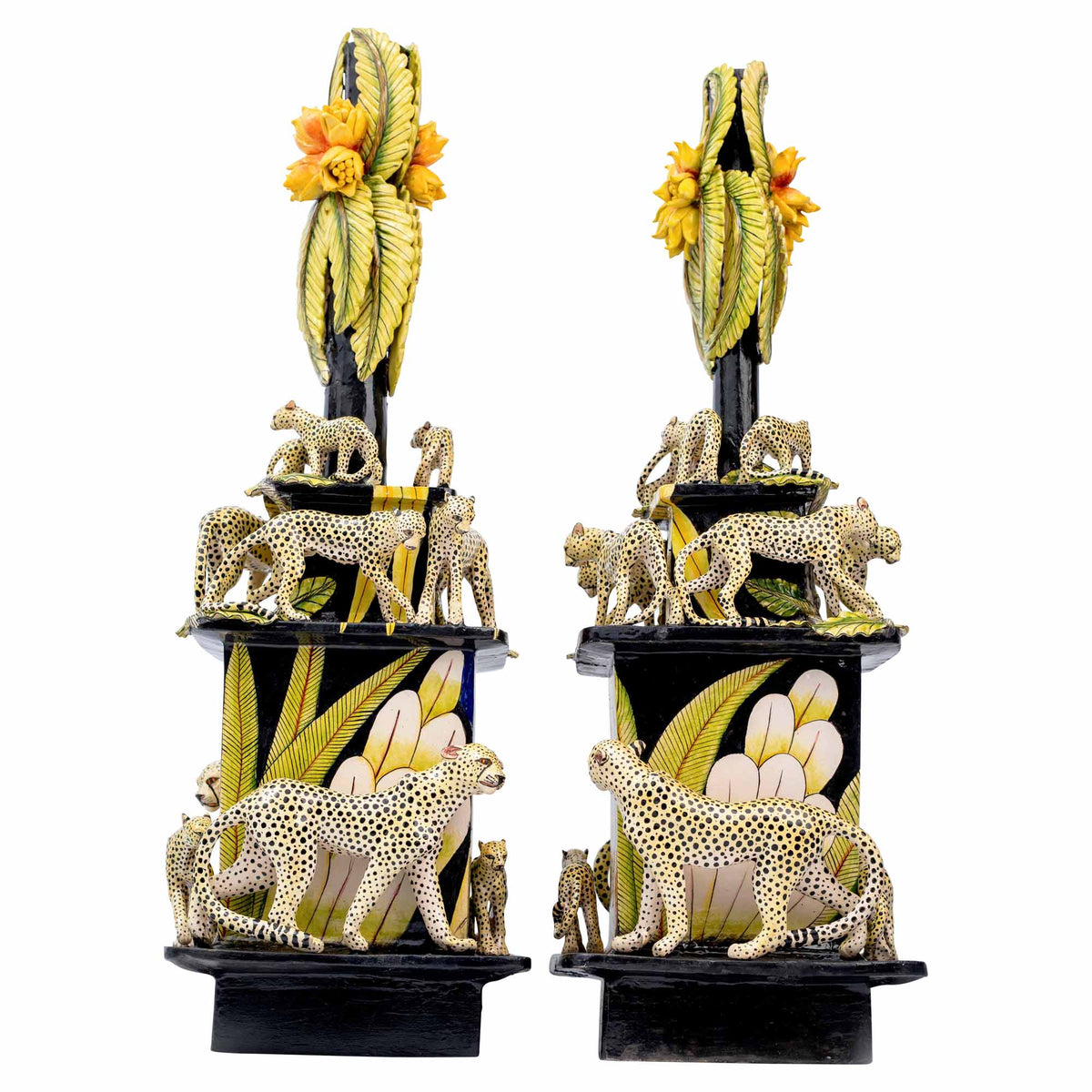 Pair Of Leopard Candlesticks