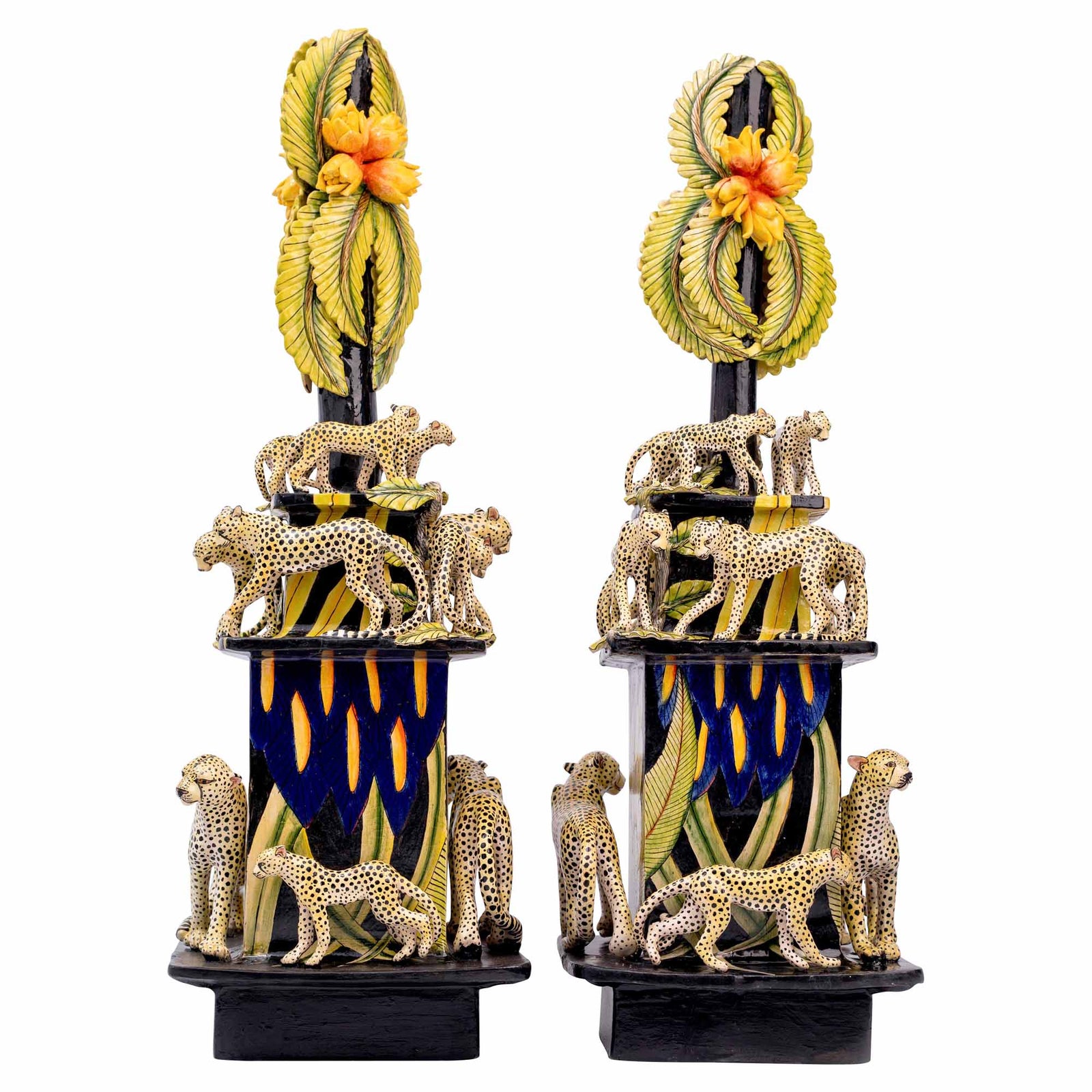 Pair Of Leopard Candlesticks