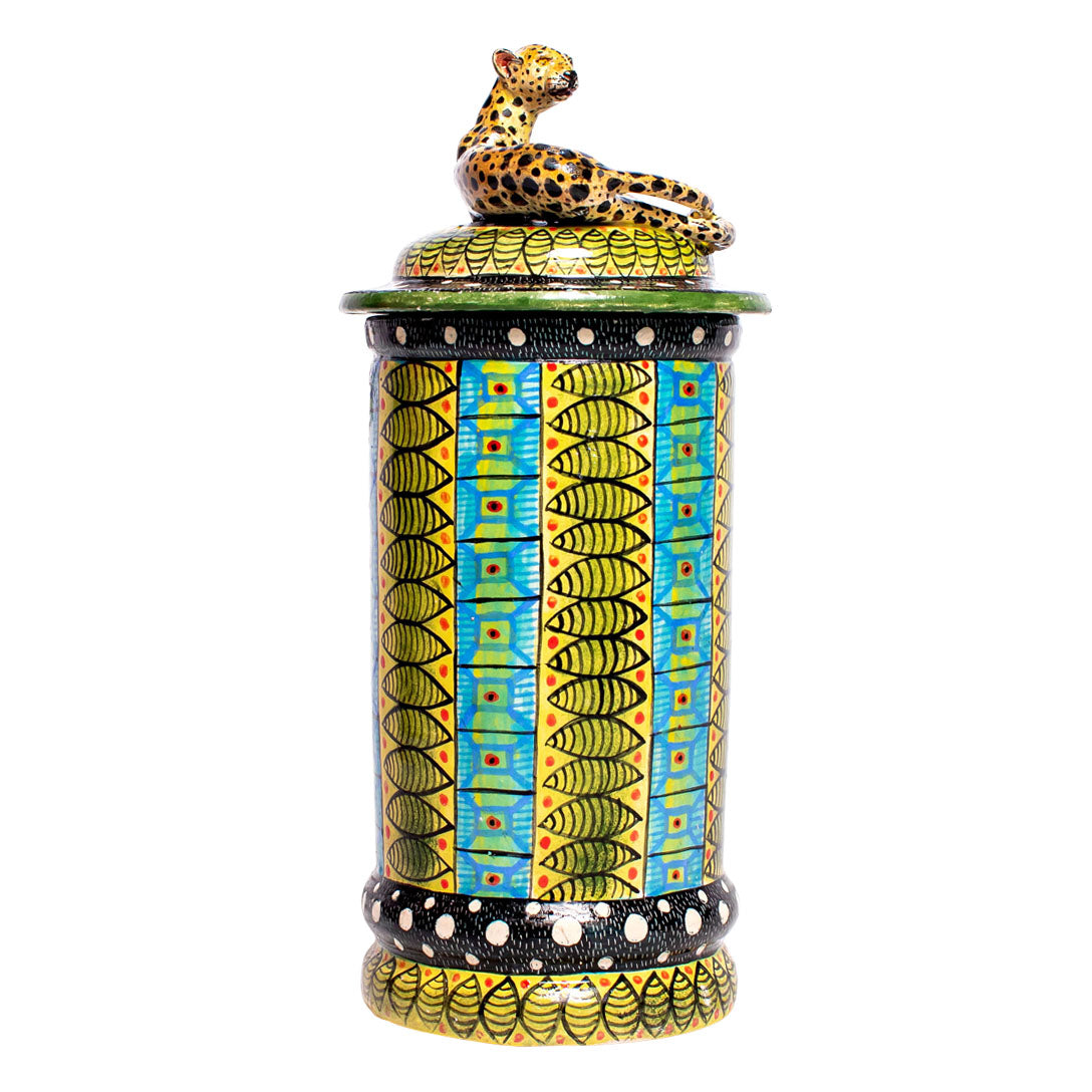 Cheetah cookie jar
