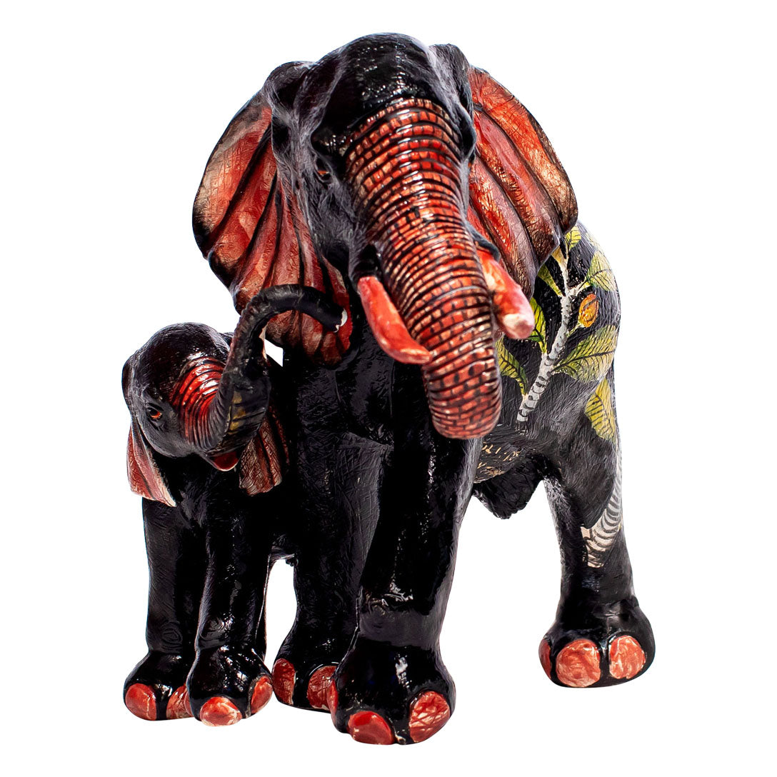 Elephant with cub sculpture