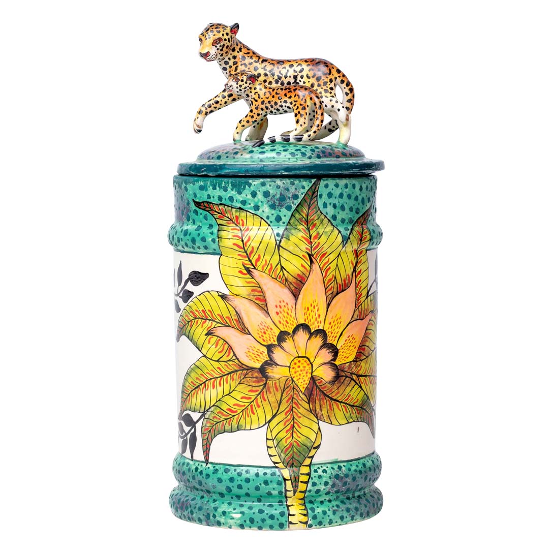 Leopard cookie jar MISSING LID