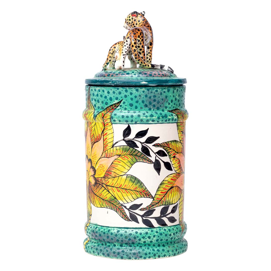 Leopard cookie jar MISSING LID