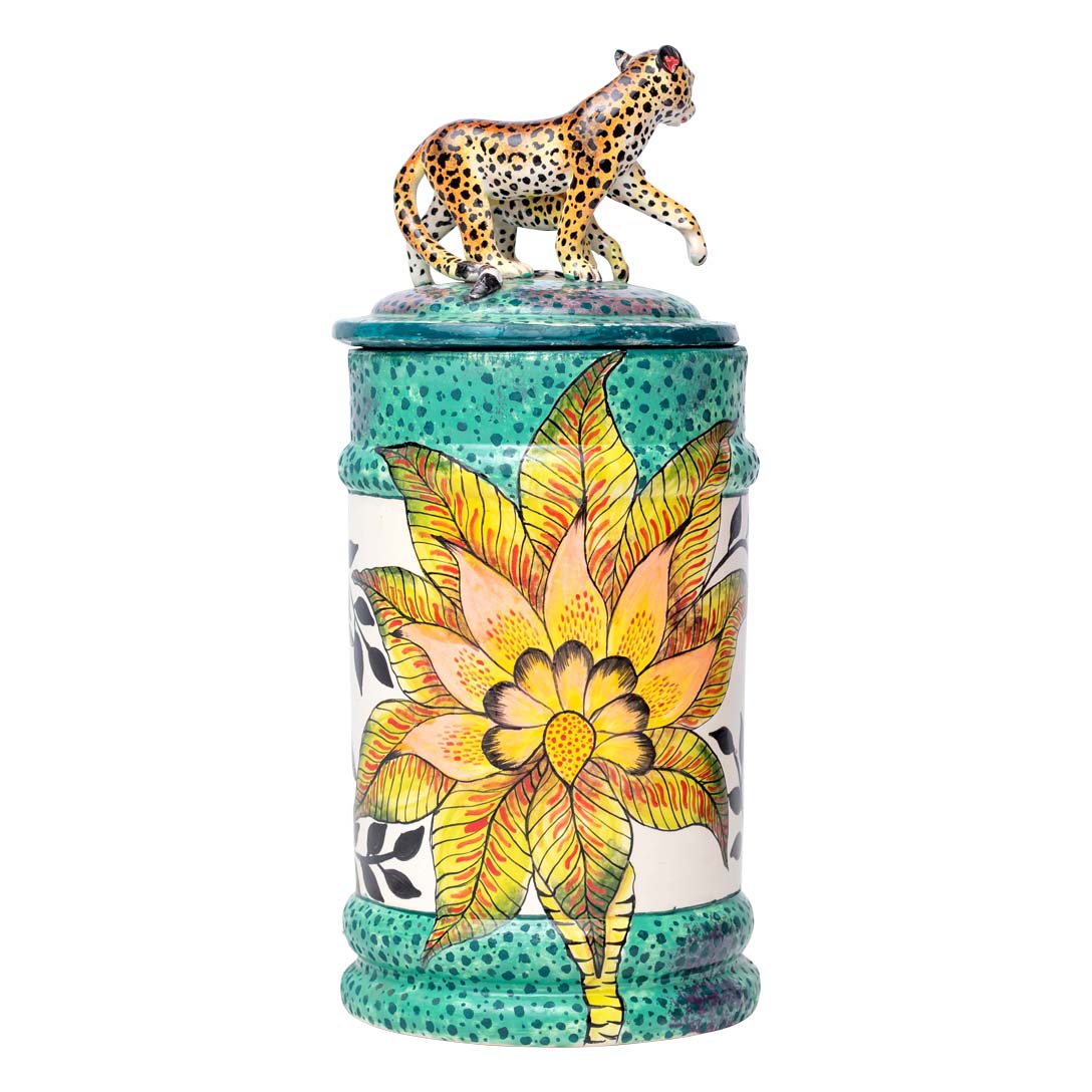 Leopard cookie jar MISSING LID