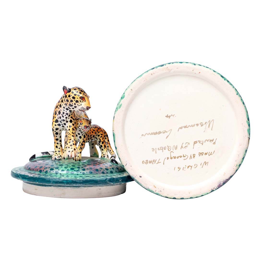 Leopard cookie jar MISSING LID